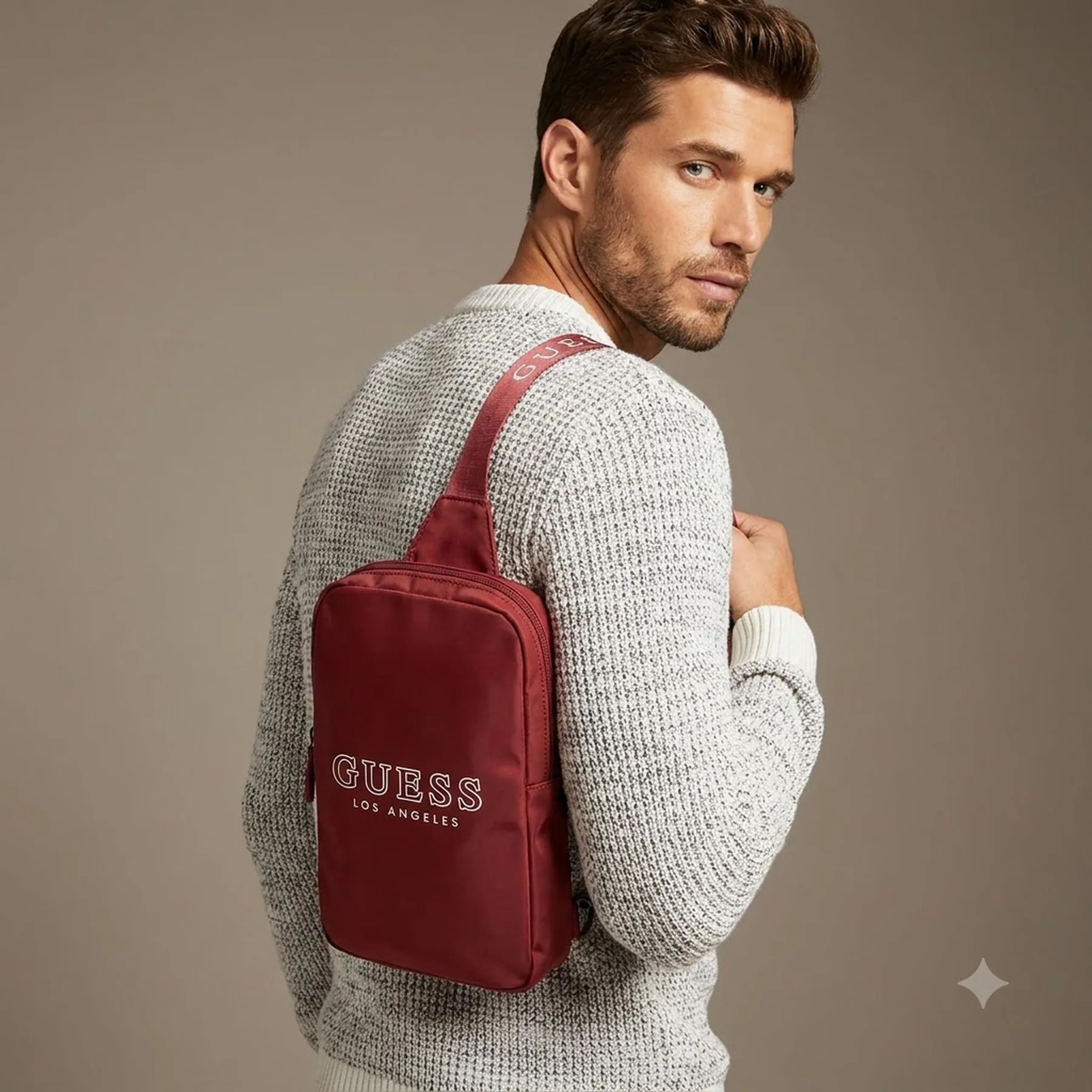 Сумка слінг Guess логотипом 1159819162 (Бордовий One Size)
