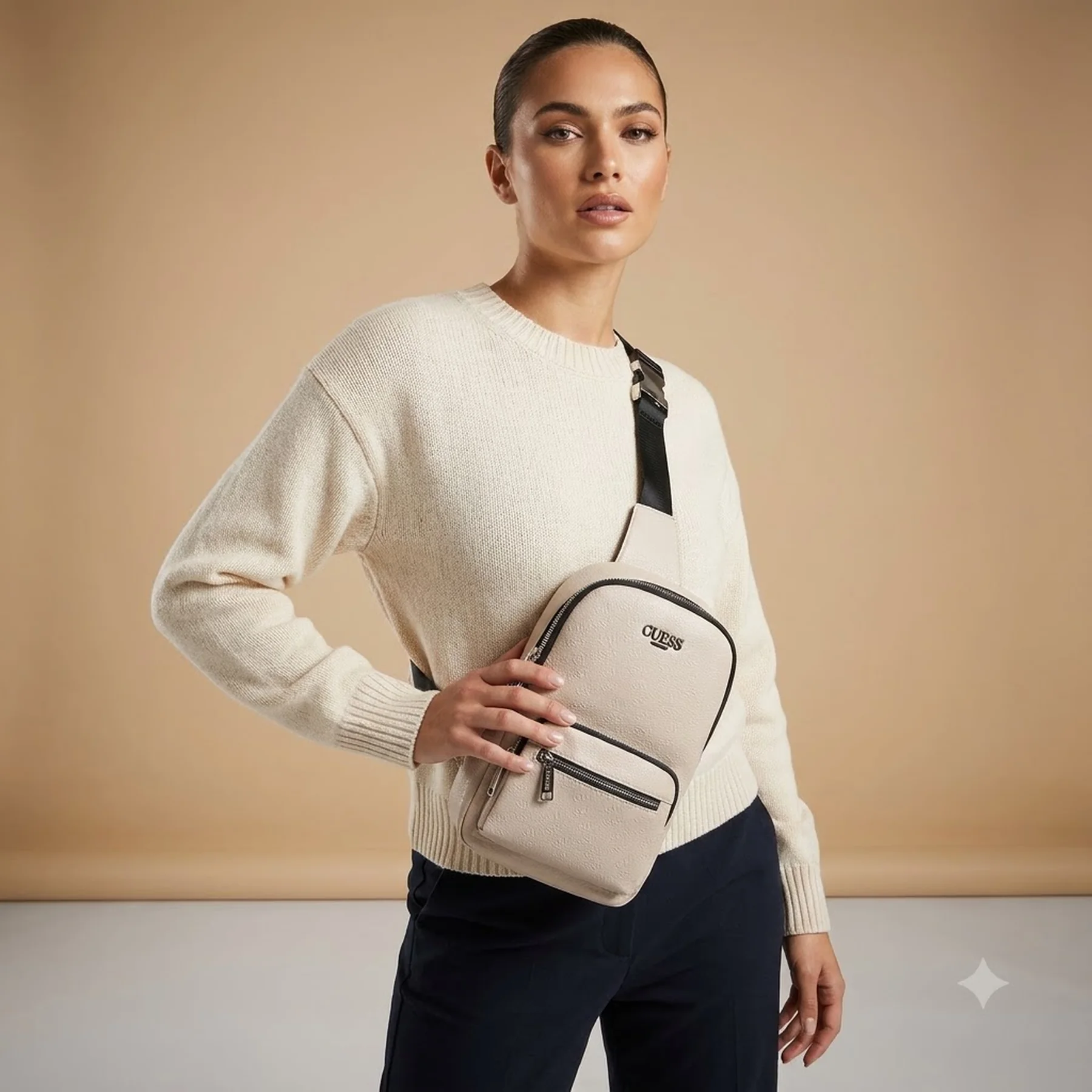 Сумка слінг Guess з логотипом 1159794482 (Бежевий, One size)