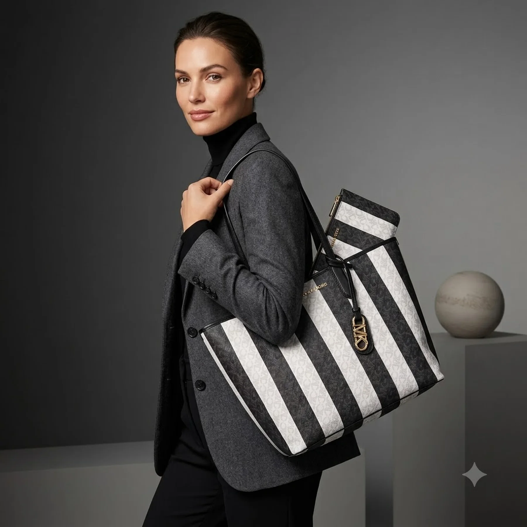 Сумка жіноча Michael Kors з клатчем 1159822257 (Чорний/Білий One size)