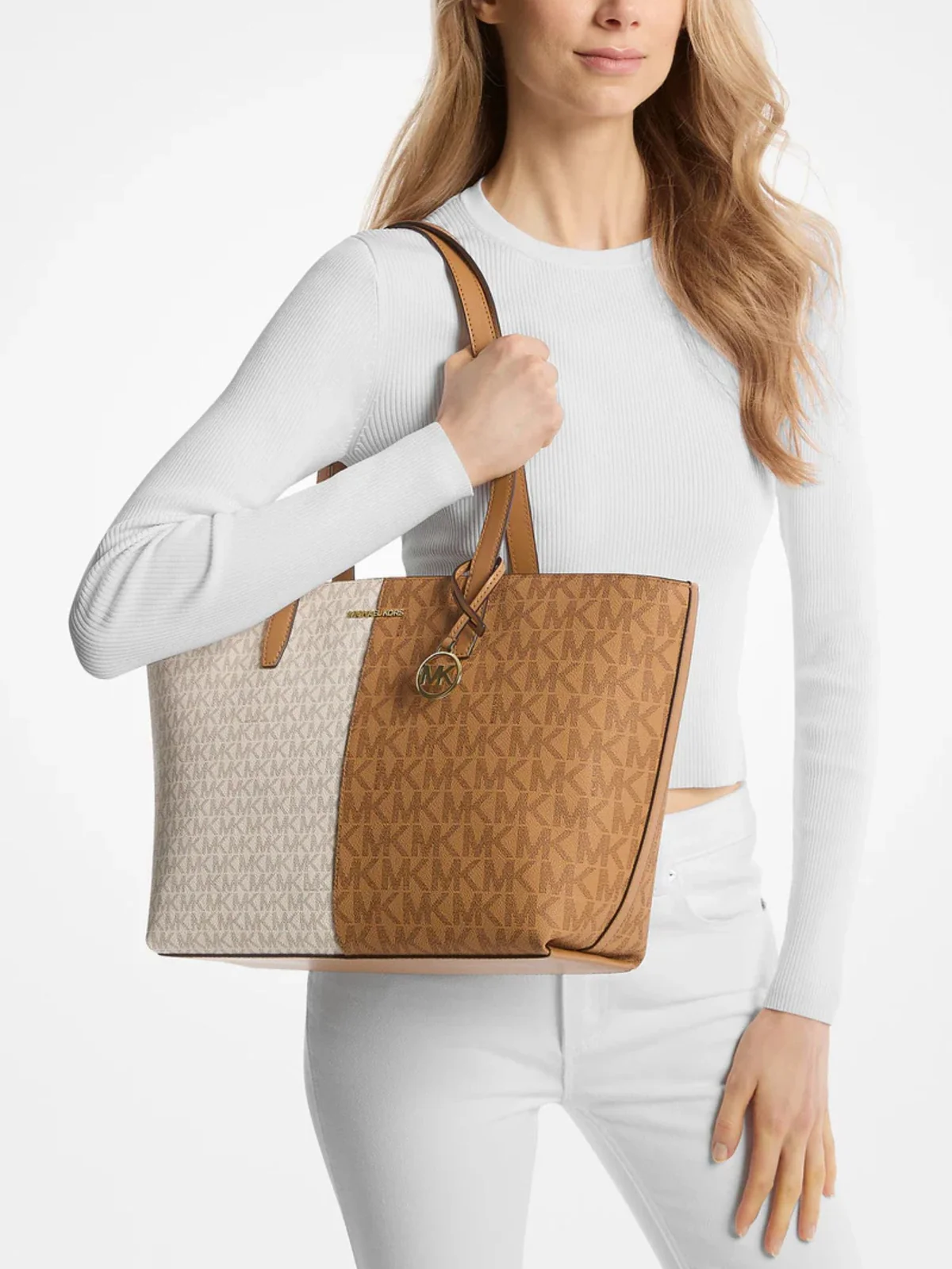 Сумка жіноча Michael Kors з монограмою 1159820214 (Коричневий/Молочний One size)