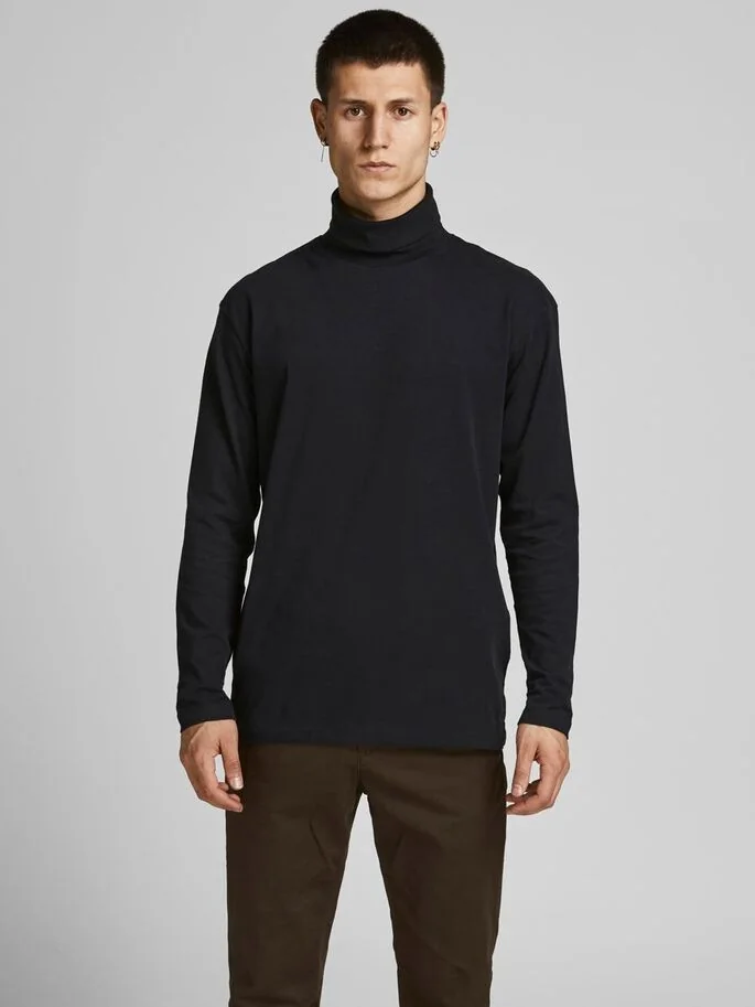 Светр JJERILEY TEE LS ROLL NECK SN 12190713-Black Jack & Jones XXL Чорний