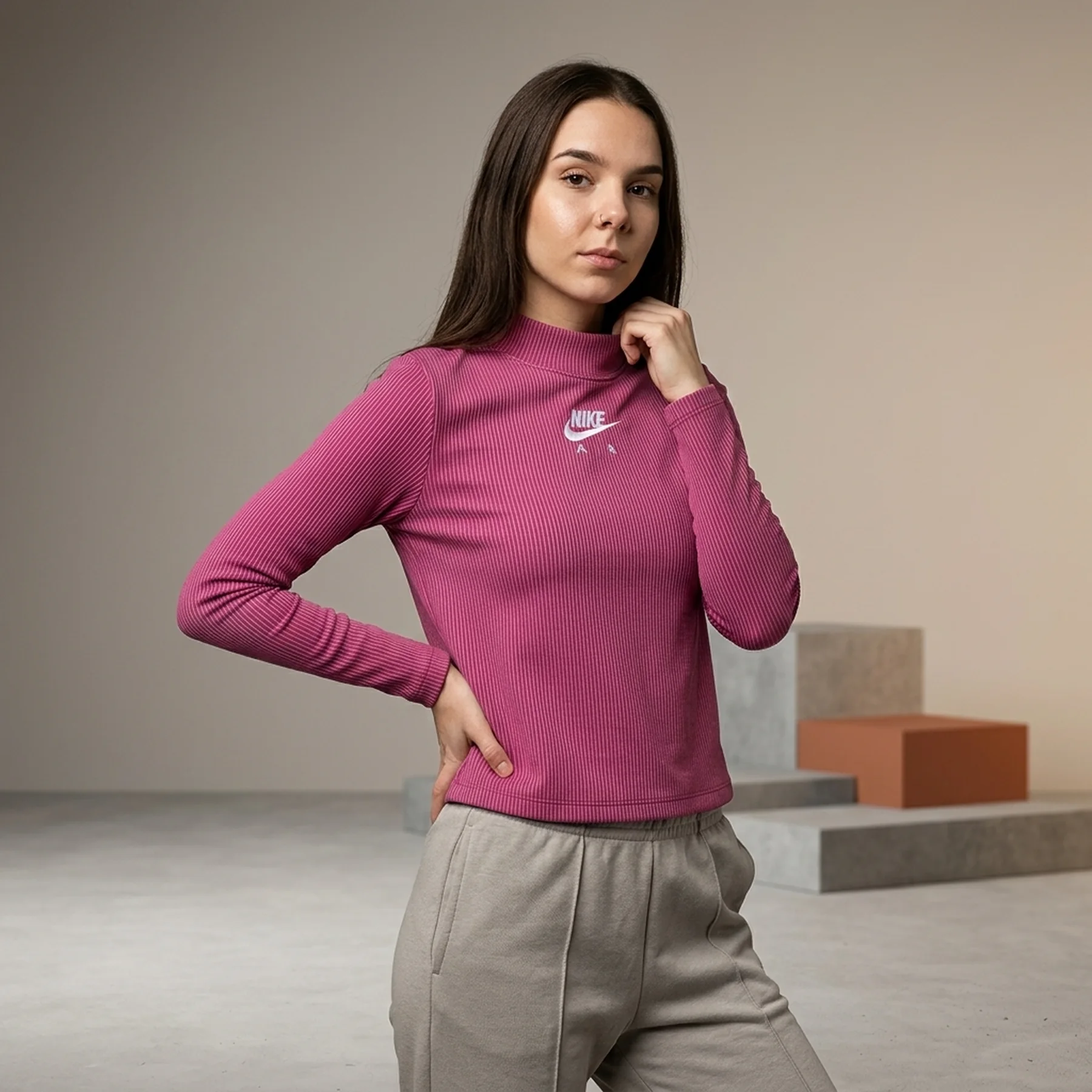 Светр жіночий Nike W Nsw Air Mock Ls Rib (CZ8634-531)