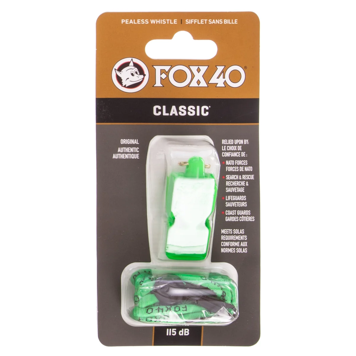 Свисток арбітра пластиковий на шнурі FOX40-CLASSIC, салатовий