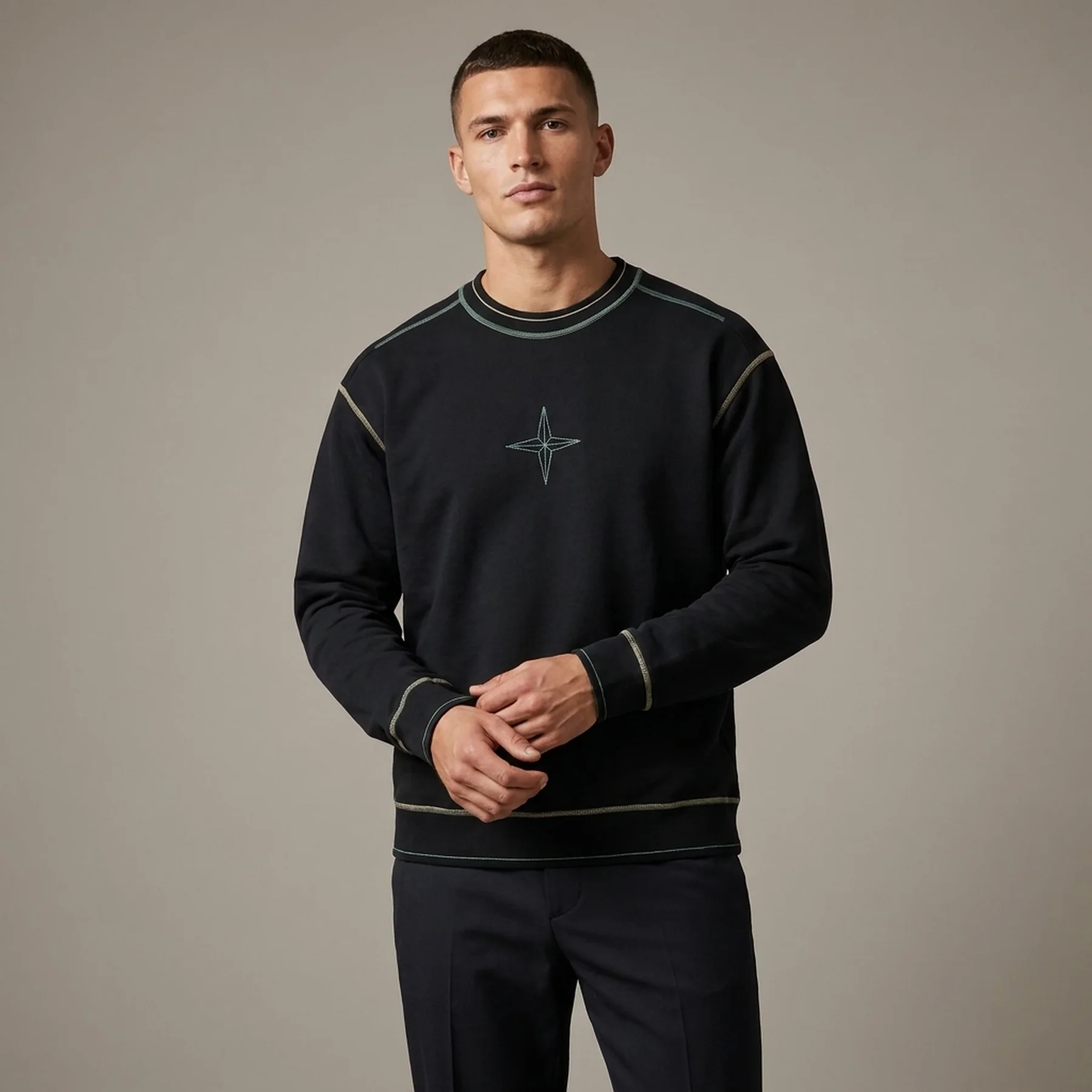 Світшот чоловічий Stone Island Logo Print Crew Neck Pullover Sweatshirt