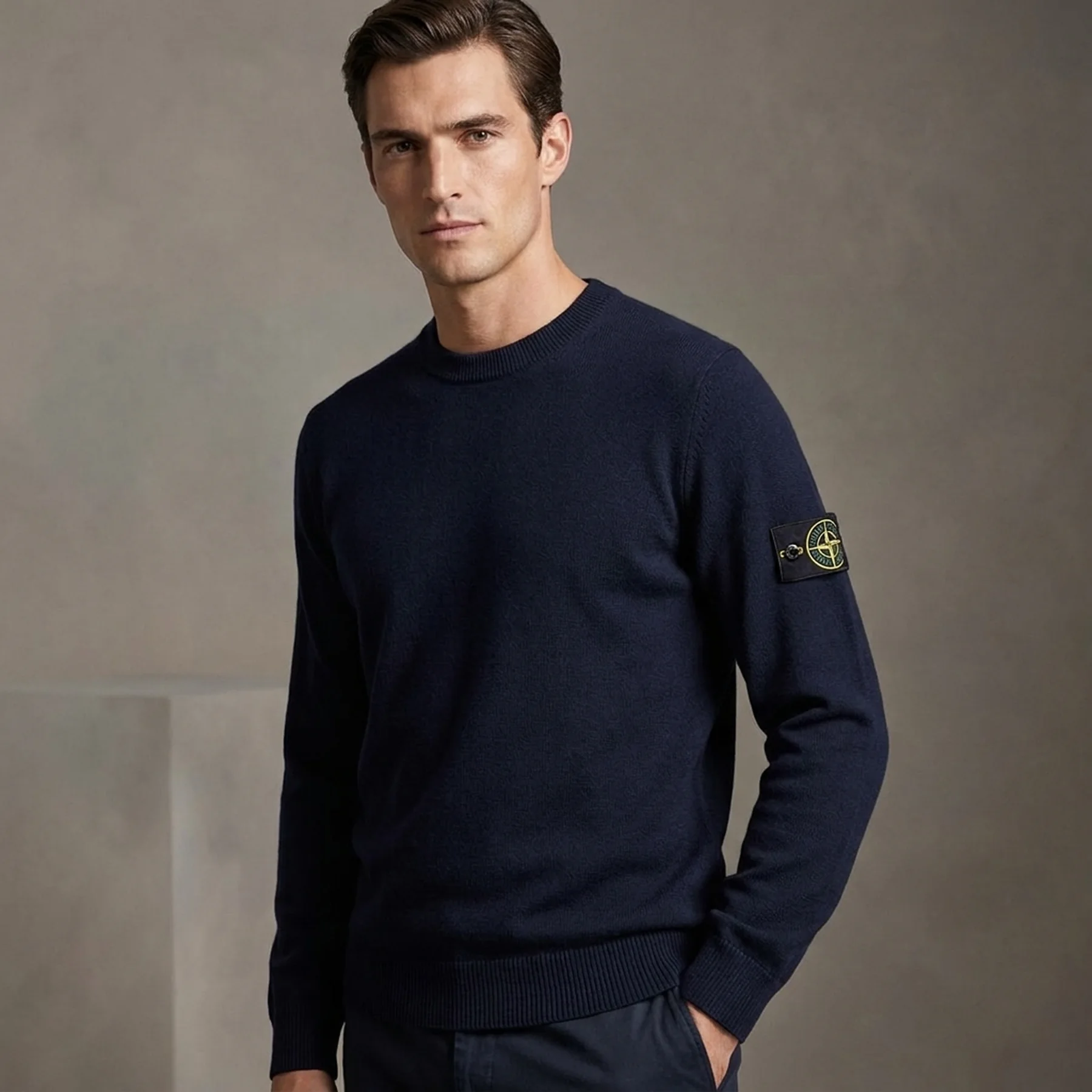 Світшот чоловічий Stone Island Wool Sweatshirt With Crew Neck And Logo