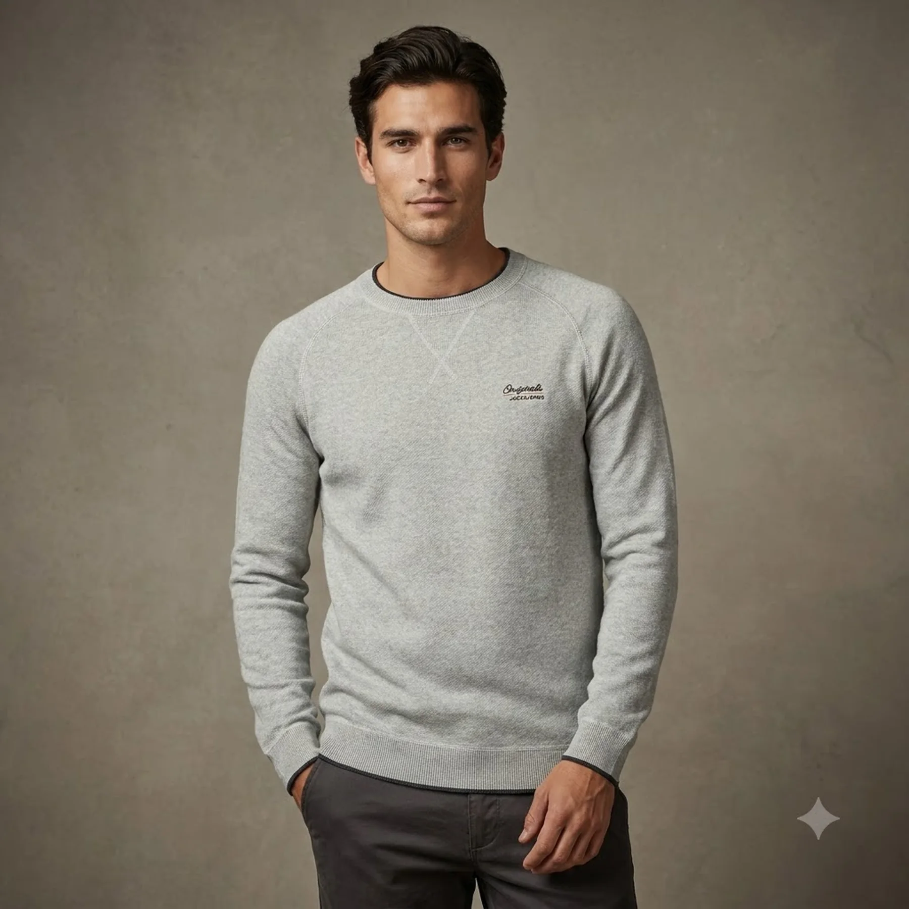 Світшот JORJOES KNIT CREW NECK 12175774 Light Grey Jack & Jones S Сірий