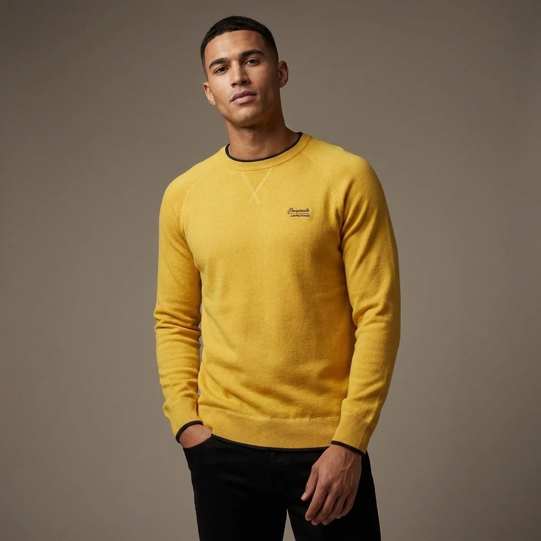 Світшот JORJOES KNIT CREW NECK 12175774 Spicy Mustard Jack & Jones M Жовтий
