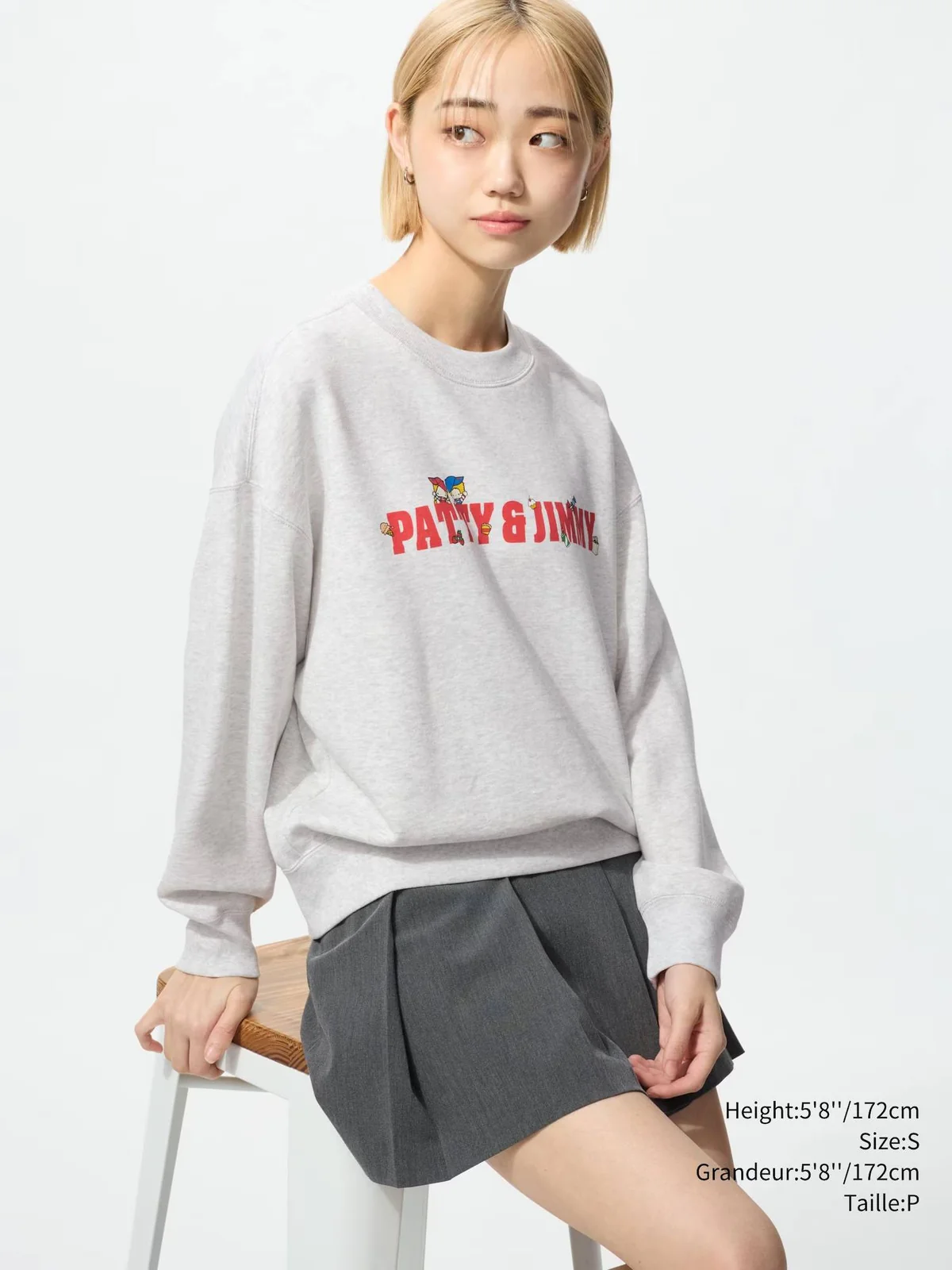 Світшот Sanrio UNIQLO Patty & Jimmy з принтом 1159851335 (Сірий XL)