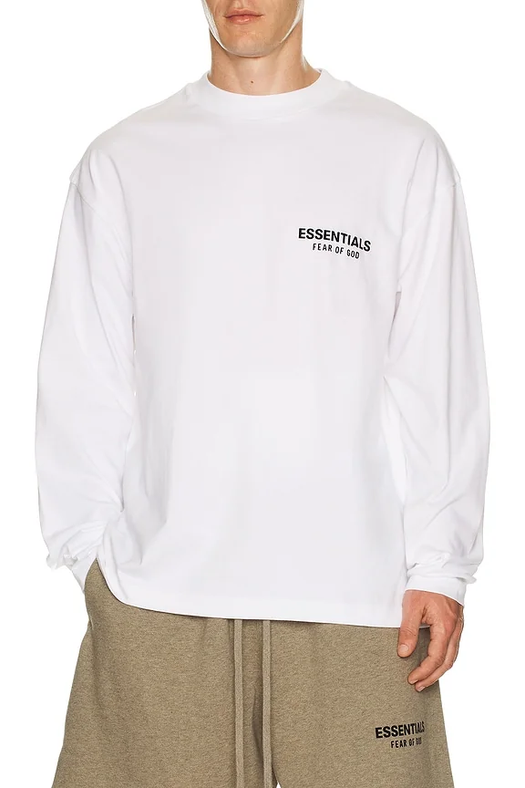 Світшоти Fear Of God Essentials Classic Fit White Longsleeve Essentials