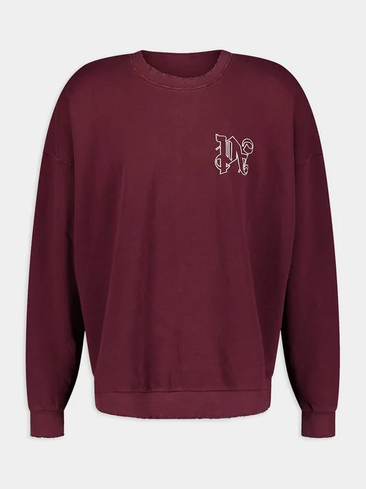 Світшоти Palm Angels Monogram Red Sweatshirt Palm Angels