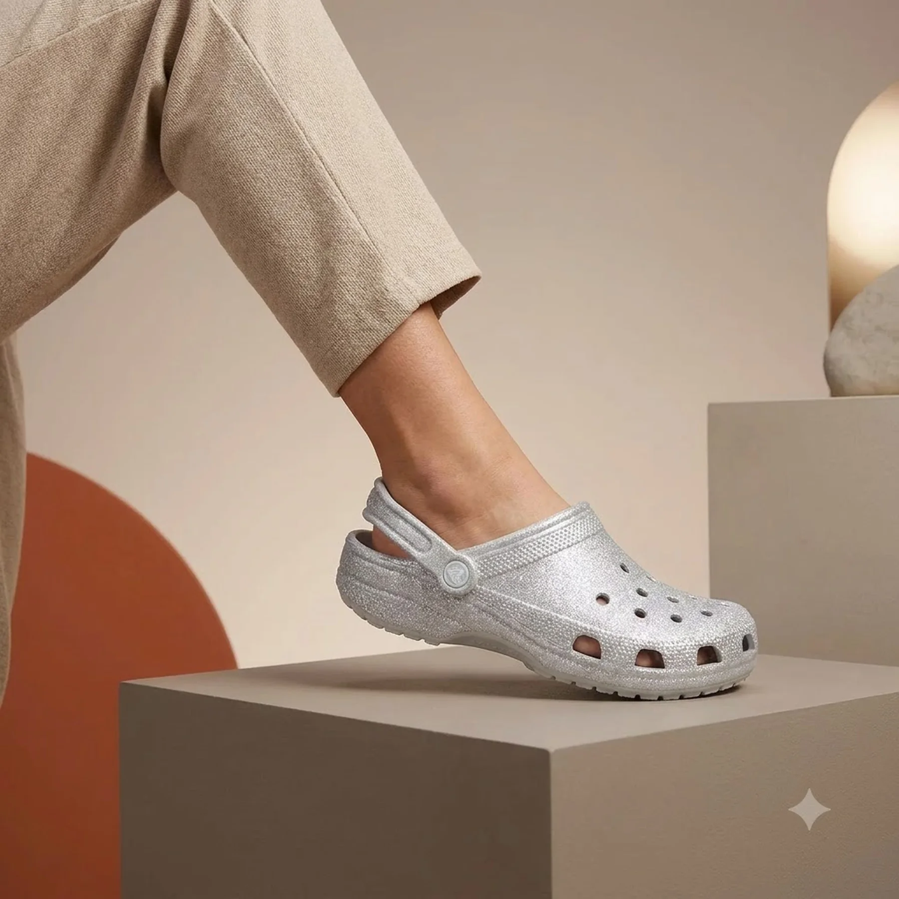 Тапочки унісекс Crocs Classic Glitter Clog Silglt (205942-0IC)