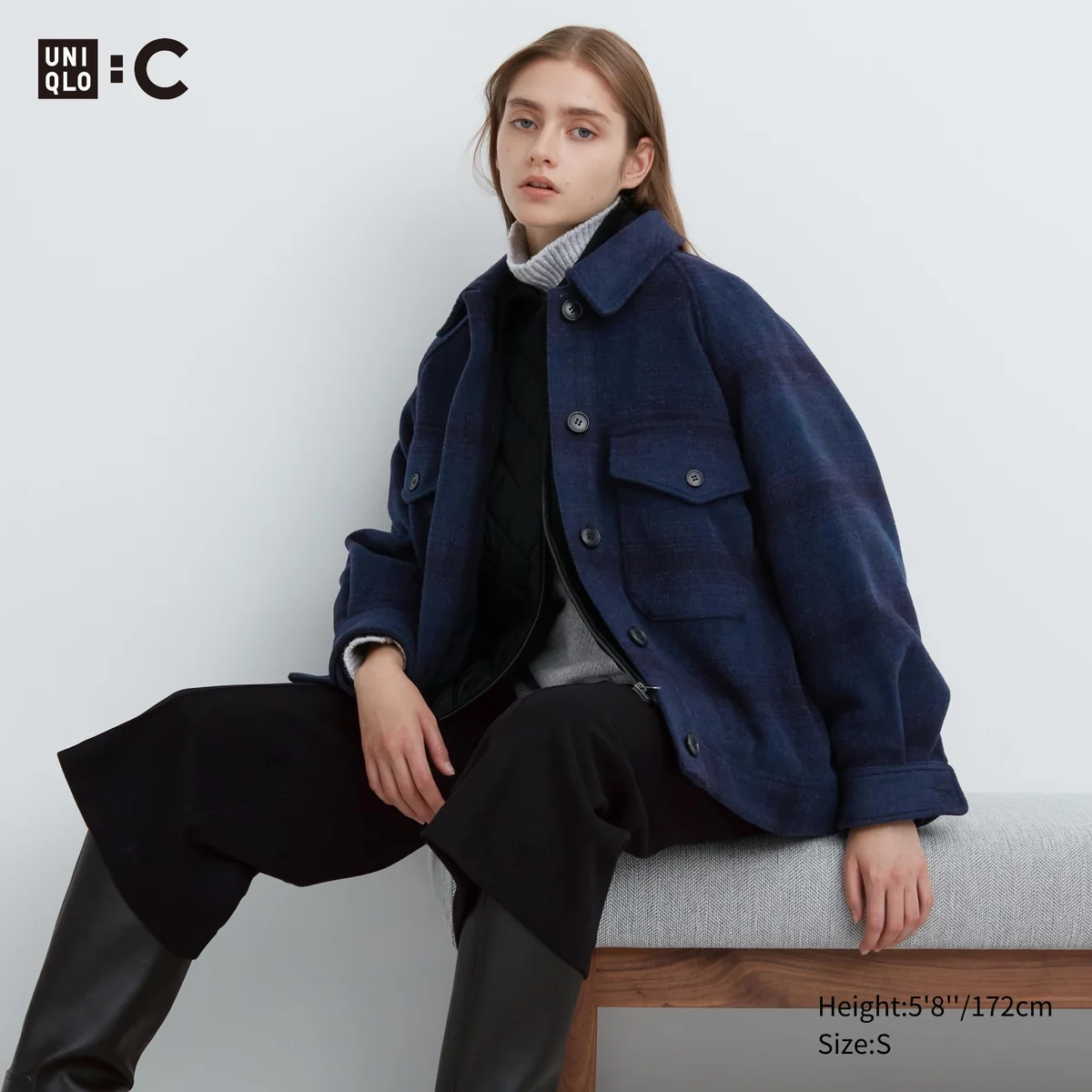 Тепла куртка-сорочка UNIQLO оверсайз 1159796070