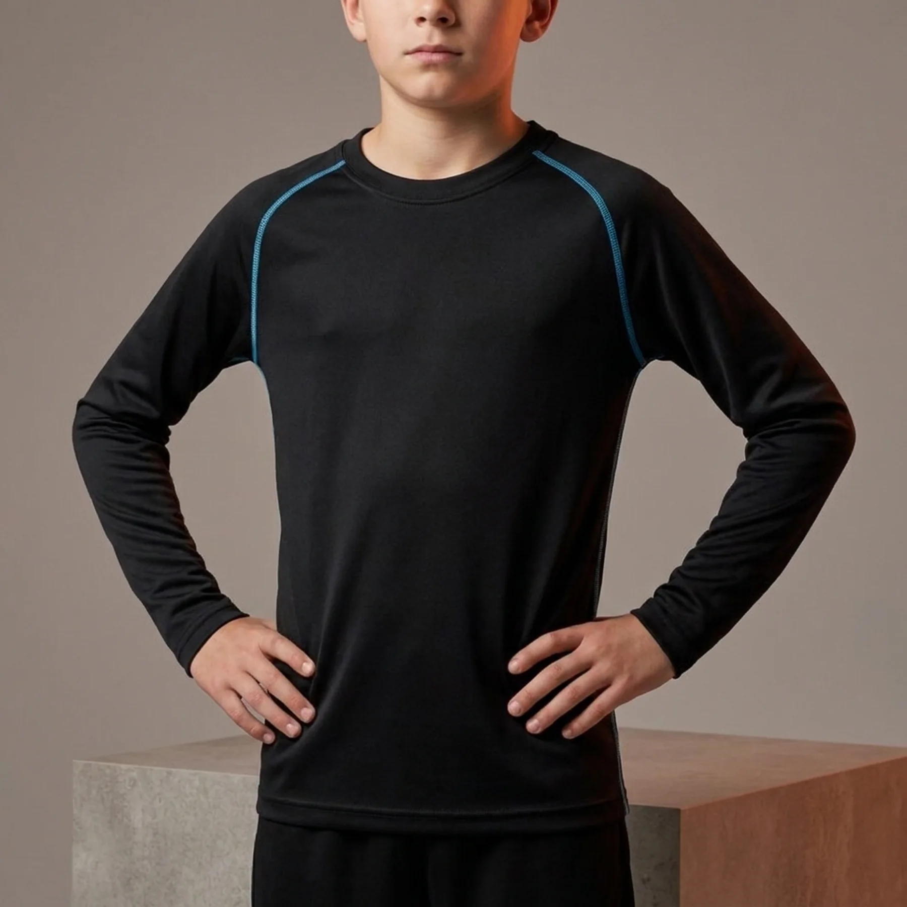 Термобілизна фуфайка RAVO JR 2PACK-BLACK/LIGHT BLUE MARTES 146 Чорний