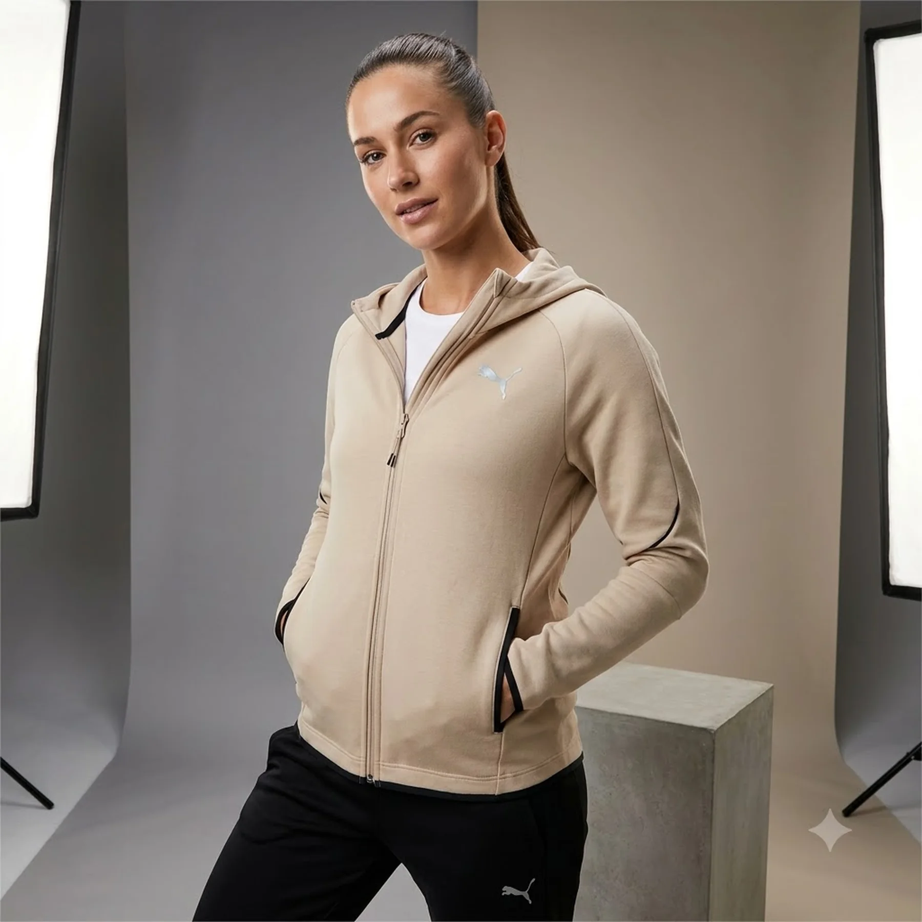 Толстовка EVOSTRIPE Full-Zip Hoodie DK 69189888 Puma L Бежевий