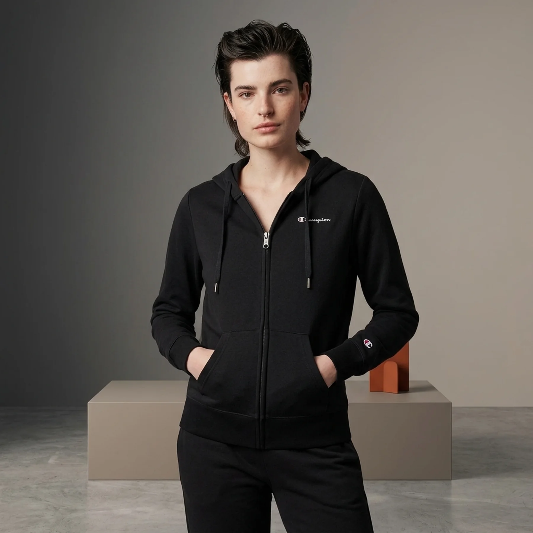 Толстовка hooded full zip sweatshirt 117115-KK001 Champion M Чорний