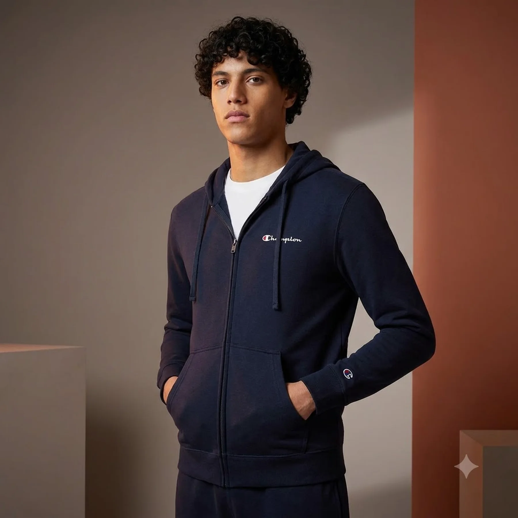 Толстовка hooded full zip sweatshirt 219837-BS501 Champion S Темно-синій