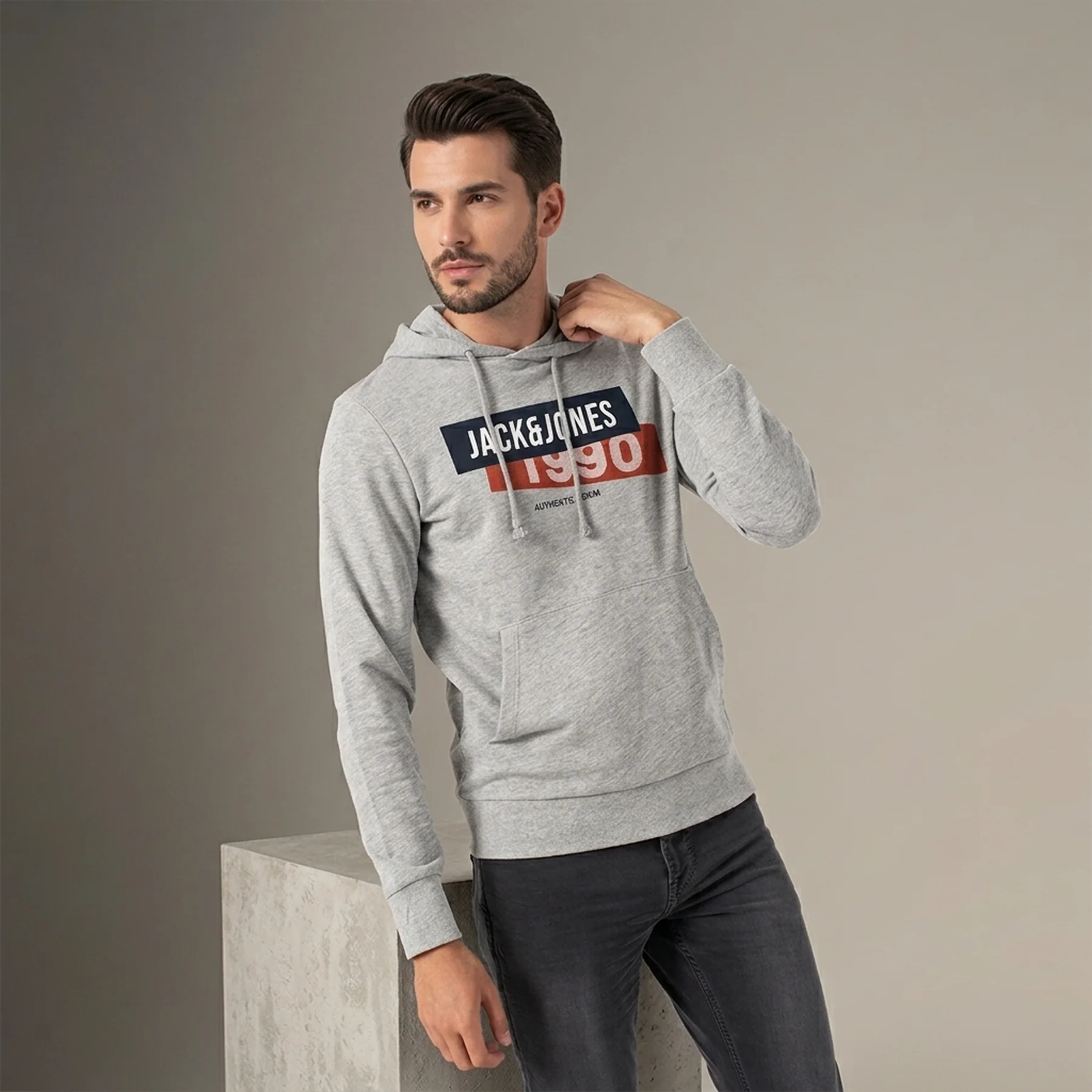 Толстовка JACSIMON LW SWEAT HOOD 12194721-Light Grey Melange Jack & Jones L Сірий