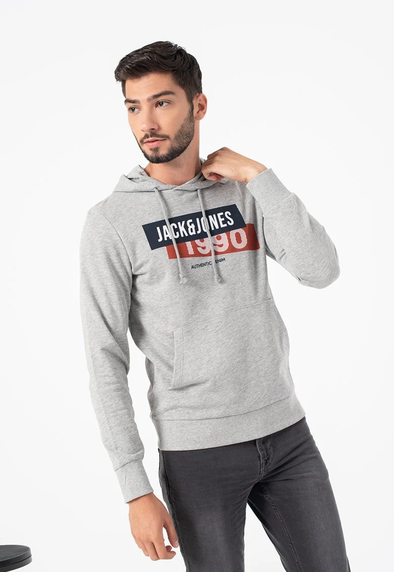 Толстовка JACSIMON LW SWEAT HOOD 12194721-Light Grey Melange Jack & Jones L Сірий