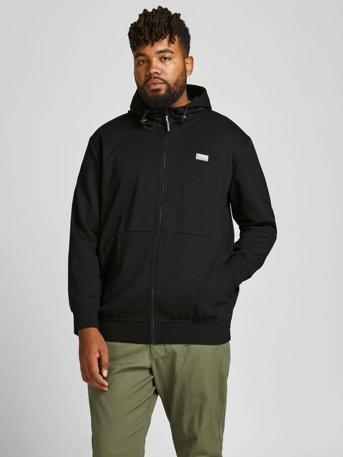 Толстовка JCOAIR SWEAT ZIP HOOD PS 12199271-Black Jack & Jones PLUS 3XL Чорний