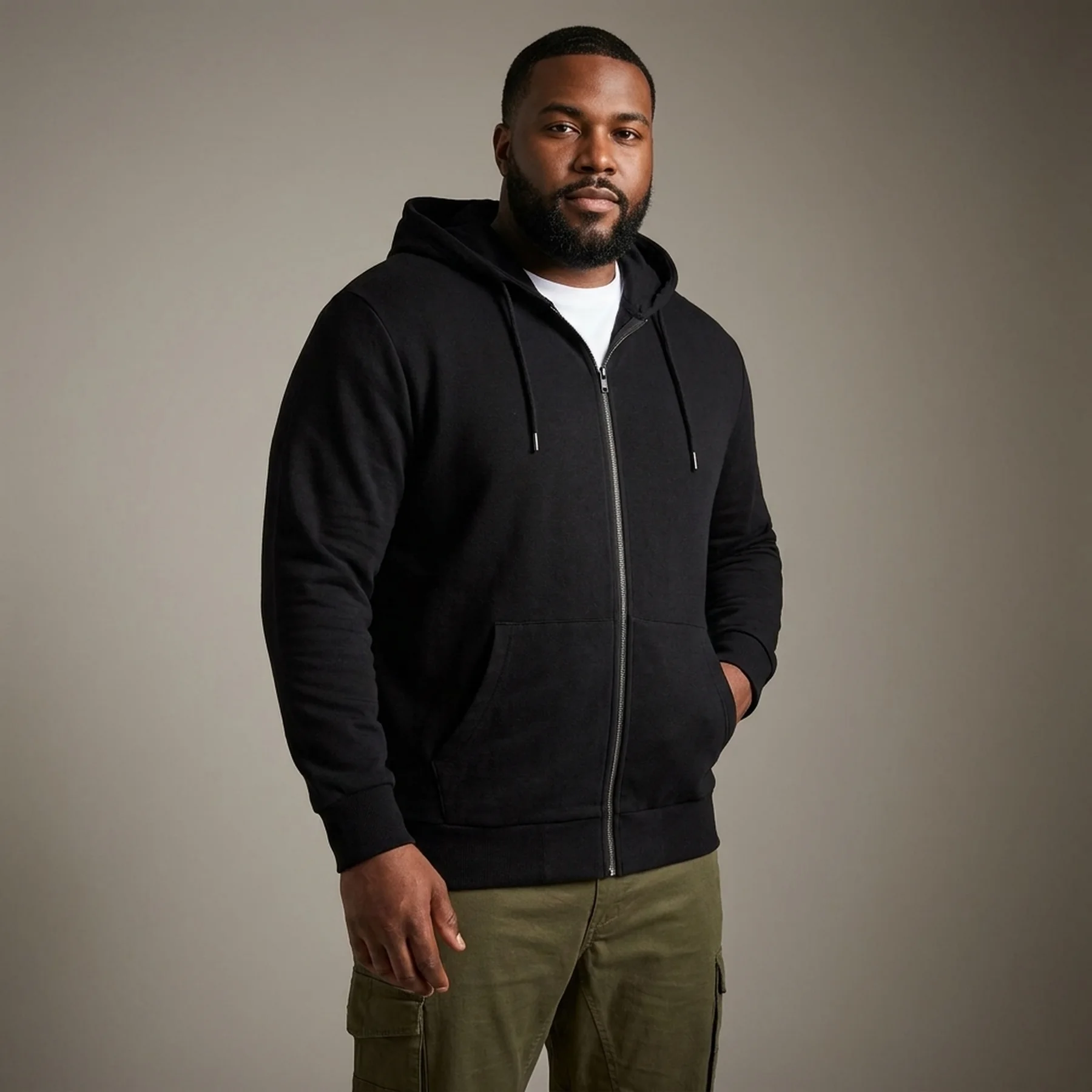 Толстовка JJEBASIC SWEAT ZIP HOOD NOOS PS 12182493-Black Jack & Jones PLUS 2XL Чорний