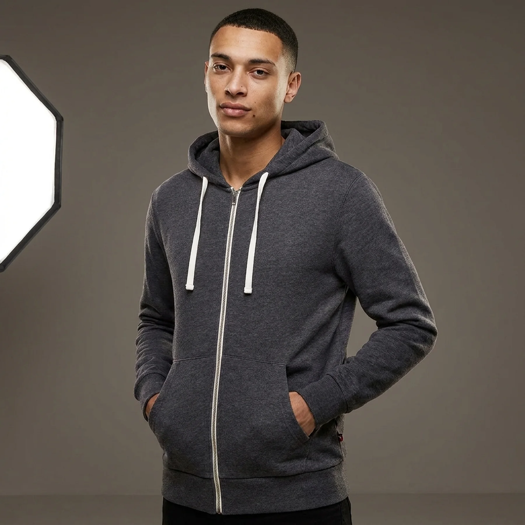 Толстовка JJEHOLMEN SWEAT ZIP HOOD NOOS 12136884-Dark Grey Melange-Fit:REG FIT Jack & Jones M Темно-сірий