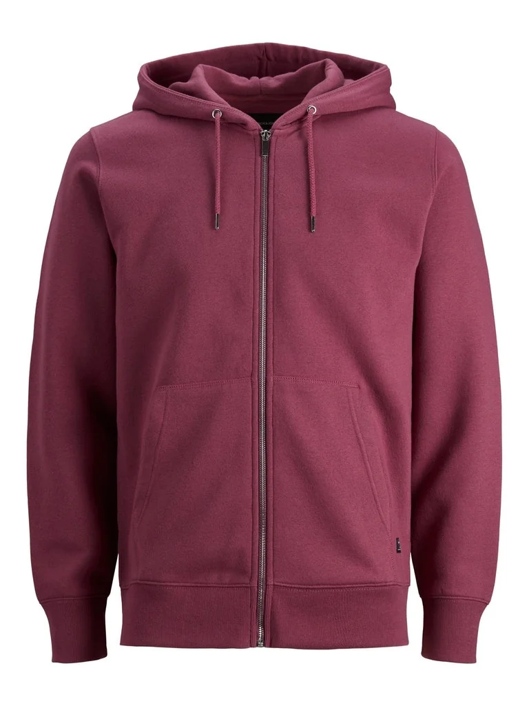 Толстовка JJESOFT BASIC SWEAT ZIP HOOD NOOS 12191895-Hawthorn Rose-Fit:REG FIT Jack & Jones L Бордовий