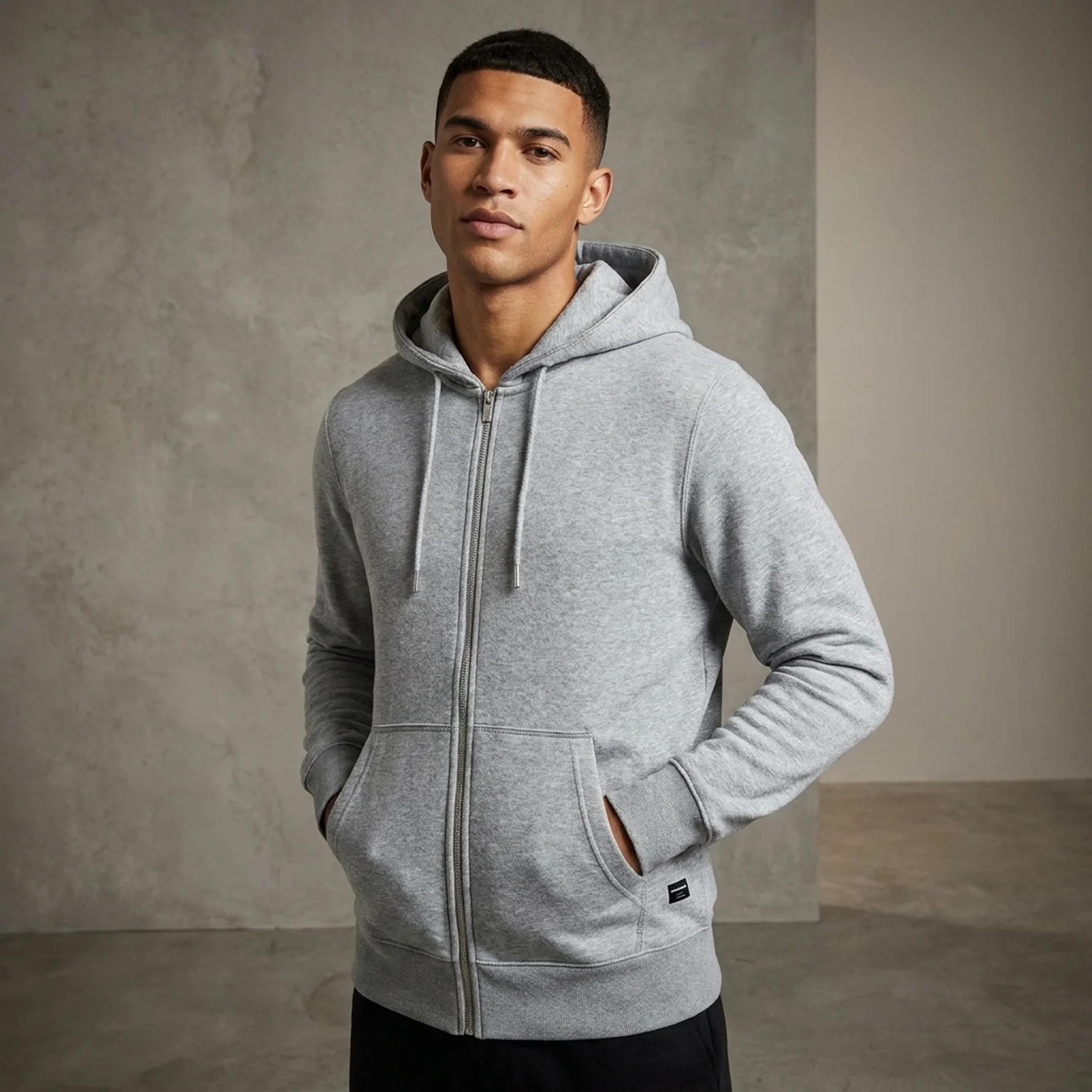 Толстовка JJESOFT BASIC SWEAT ZIP HOOD NOOS 12191895-Light Grey Melange-Fit:REG FIT Jack & Jones L Сірий