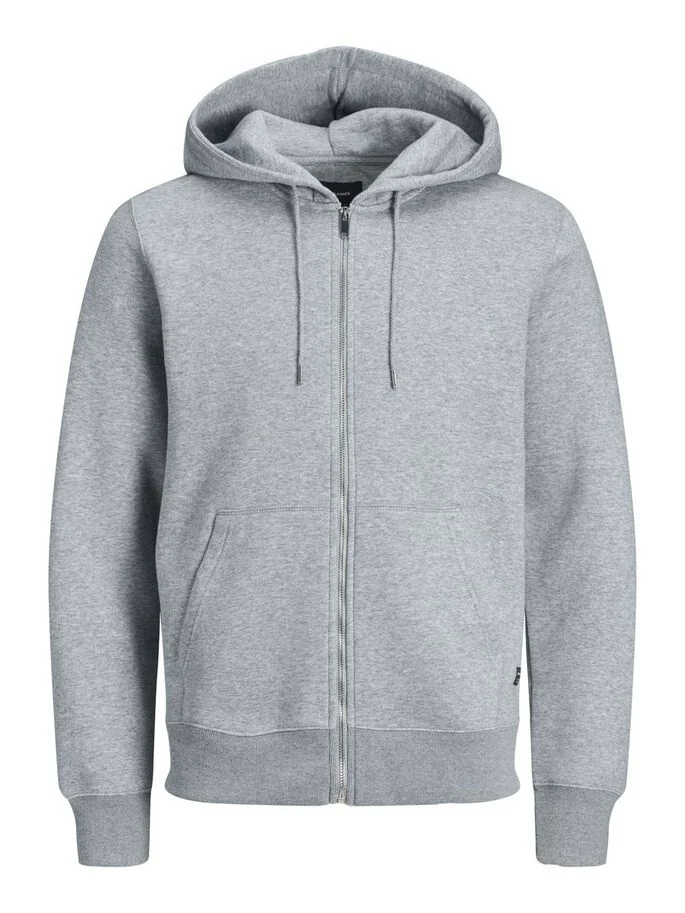 Толстовка JJESOFT BASIC SWEAT ZIP HOOD NOOS 12191895-Light Grey Melange-Fit:REG FIT Jack & Jones L Сірий