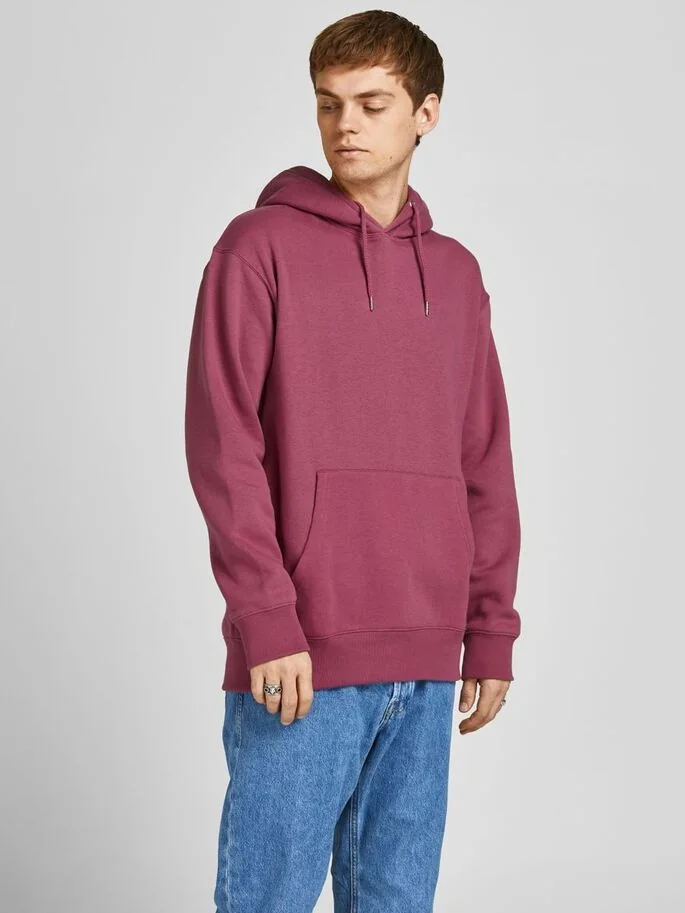Толстовка JJESOFT SWEAT HOOD NOOS 12161145-Hawthorn Rose-Fit:Relaxed Jack & Jones XXL Бордовий