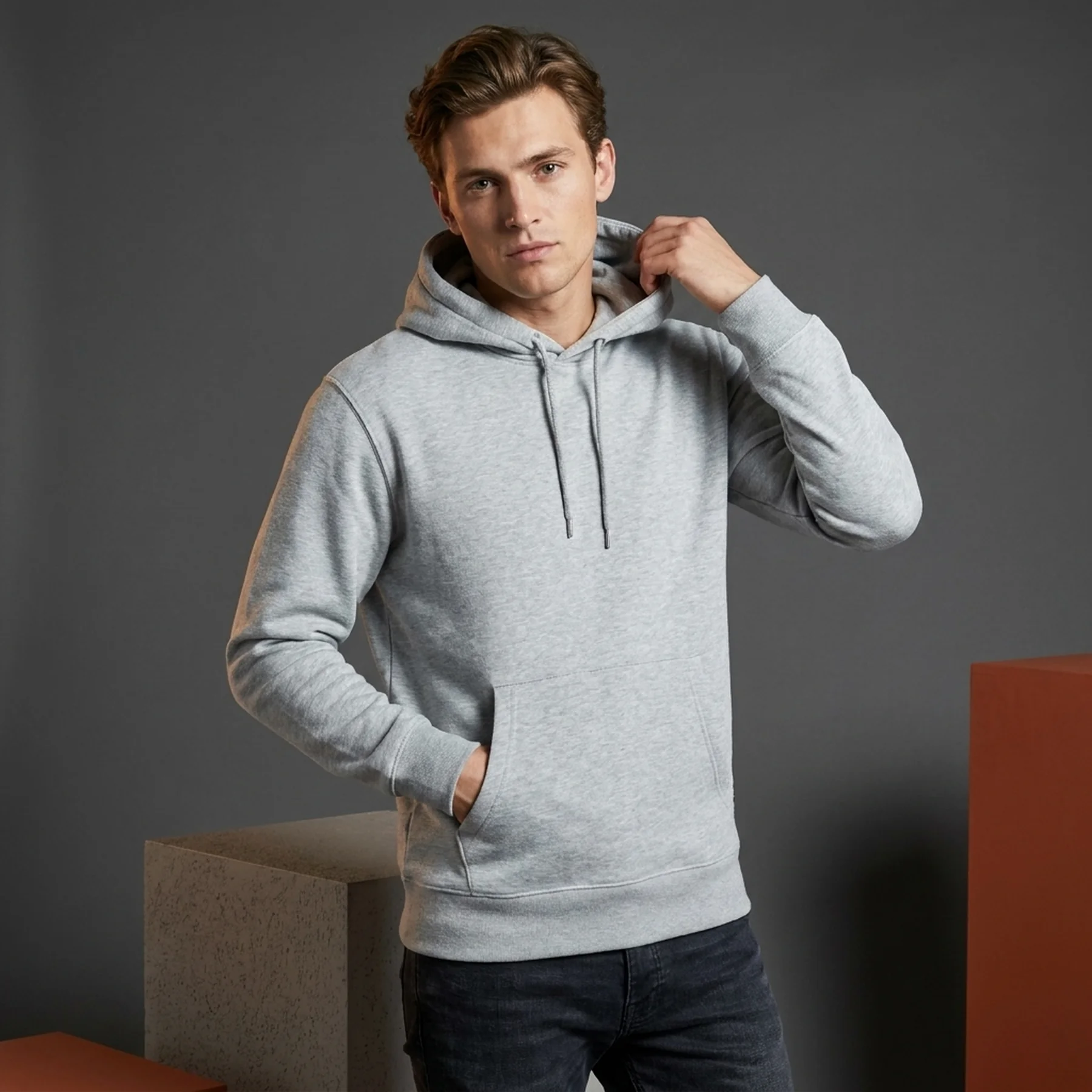 Толстовка JJESOFT SWEAT HOOD NOOS 12161145 Light Grey Melange Jack & Jones XXL Сірий