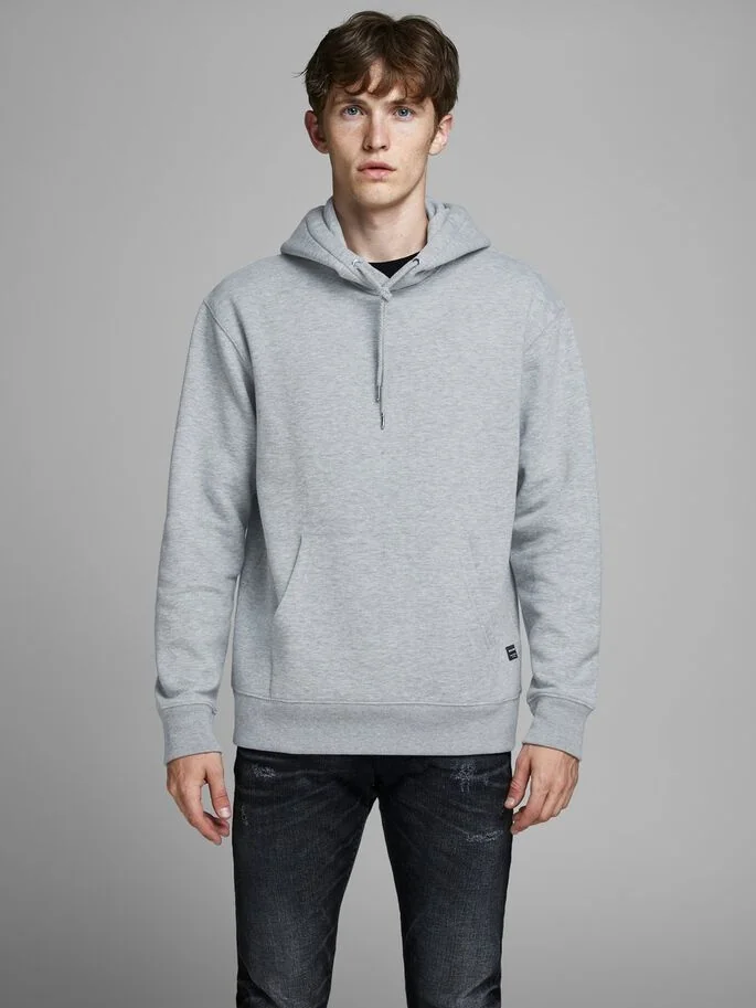 Толстовка JJESOFT SWEAT HOOD NOOS 12161145 Light Grey Melange Jack & Jones XXL Сірий
