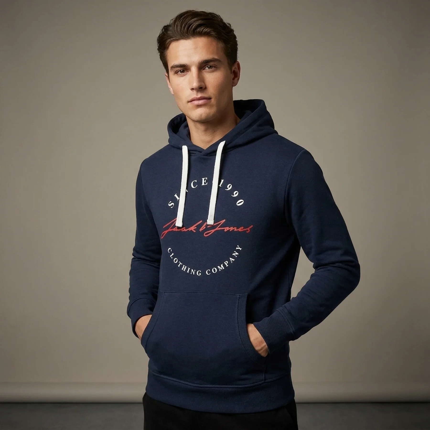 Толстовка JJHERRO SWEAT HOOD 12188849-Navy Blazer-Fit:SWEAT Jack & Jones S Темно-синій