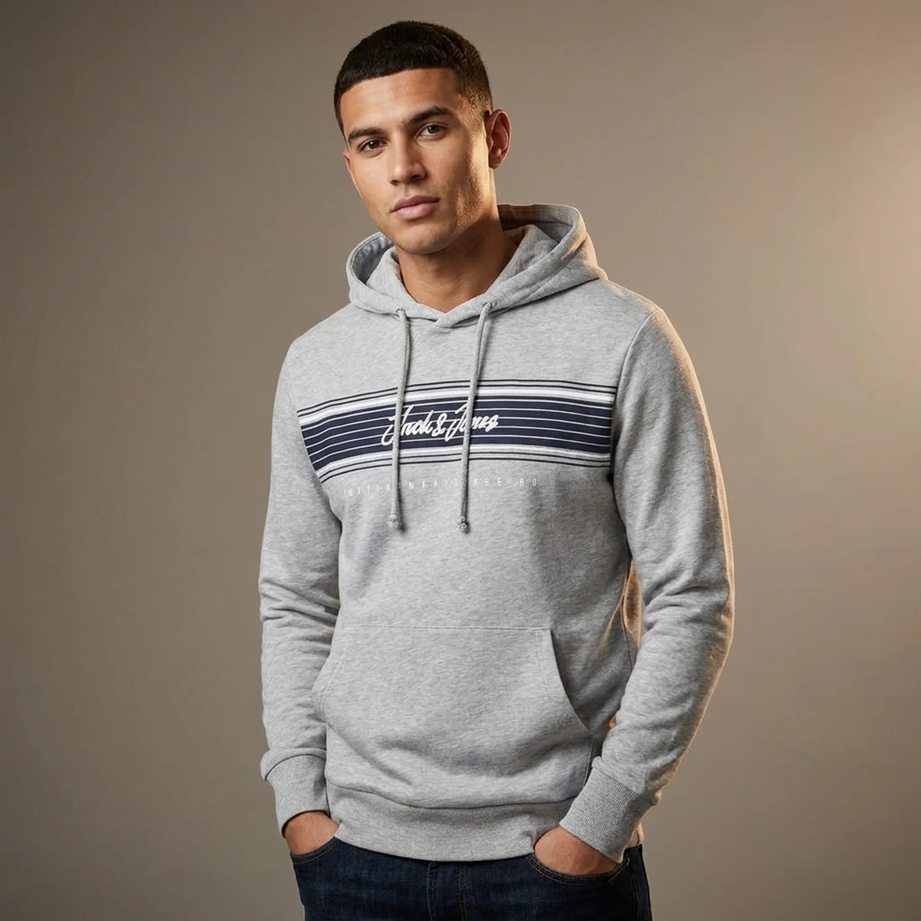 Толстовка JJLEO SWEAT HOOD 12200768-Light Grey Melange Jack & Jones S Сірий