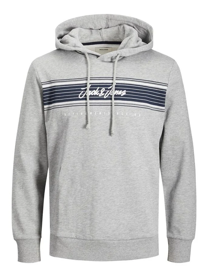 Толстовка JJLEO SWEAT HOOD 12200768-Light Grey Melange Jack & Jones S Сірий