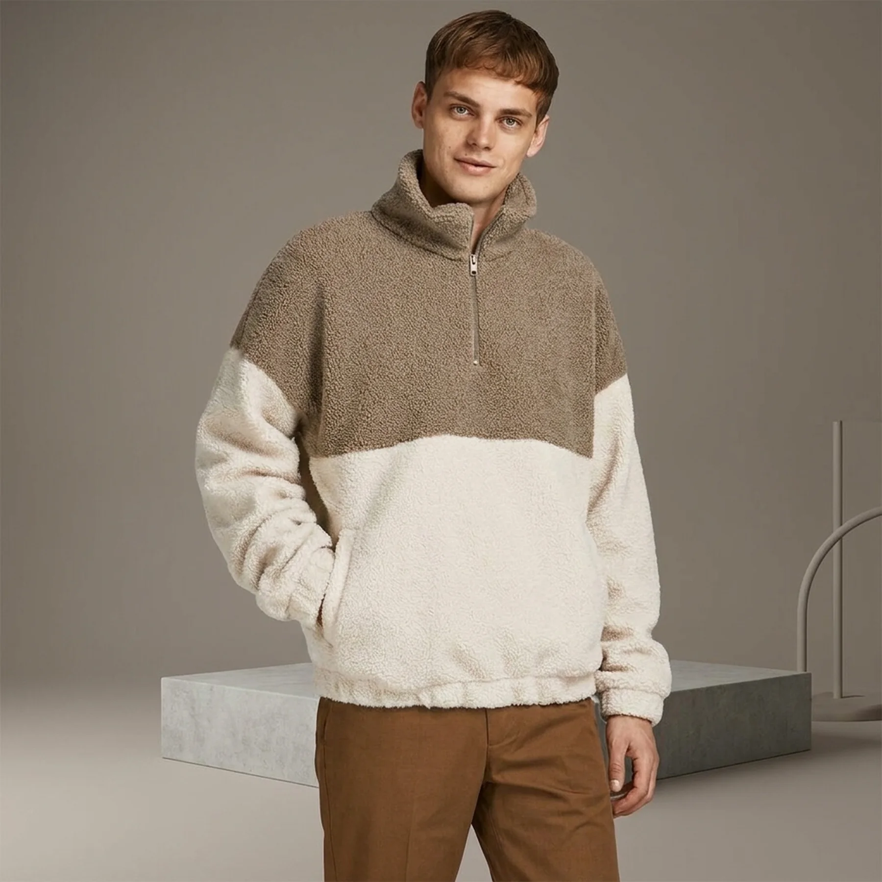 Толстовка JORMACAN SWEAT HOOD 12200198-Malt Ball-Fit:OVERSIZE/CUT Jack & Jones L Бежевий