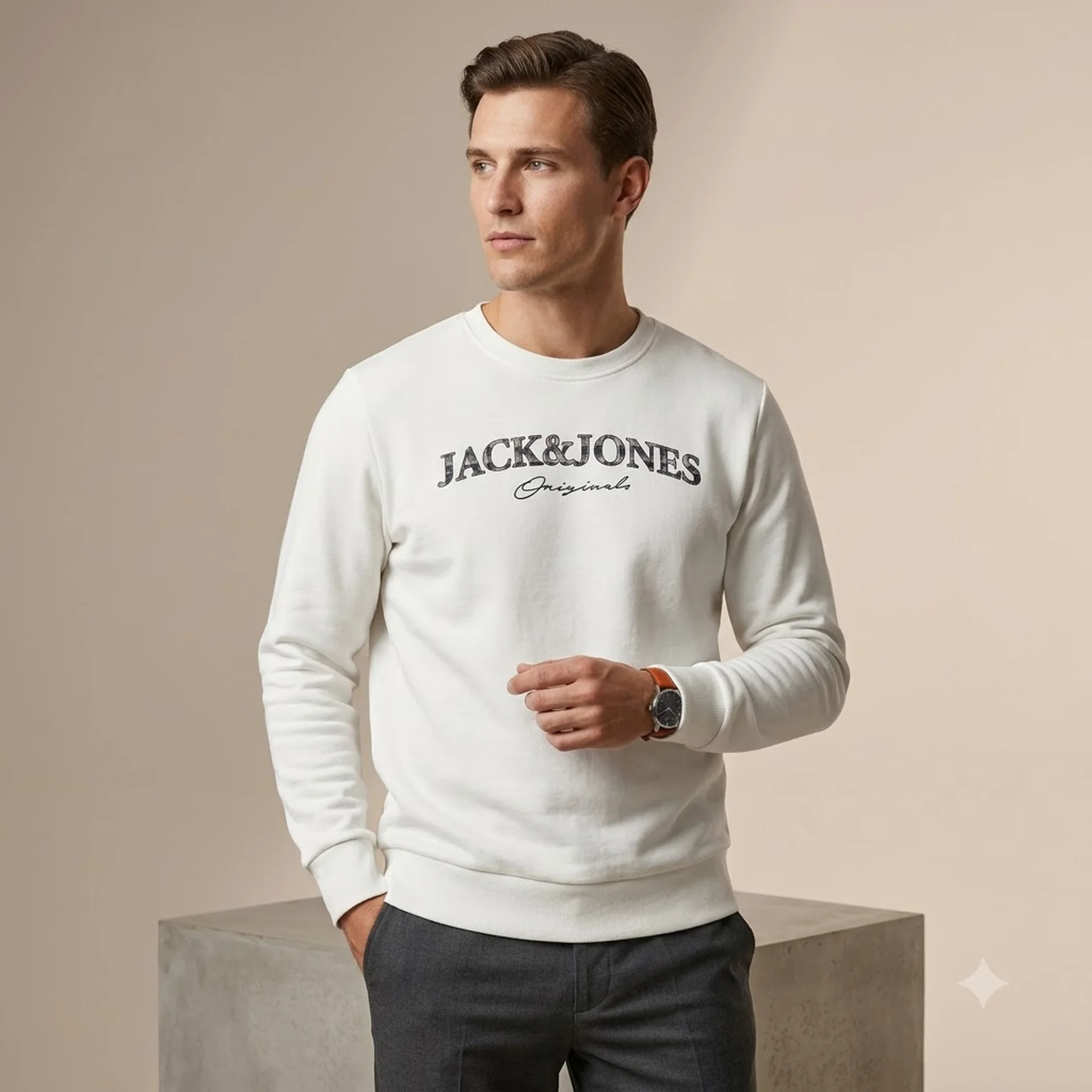 Толстовка JORMINISTRY SWEAT CREW NECK 12180410 Cloud Dancer Jack & Jones L Білий