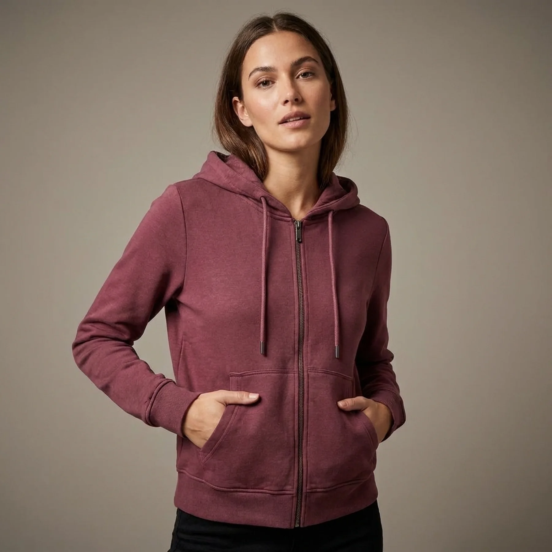 Толстовка ONLFEEL LIFE L/S ZIP HOOD SWT 15240765-Rose Brown ONLY S Бордовий