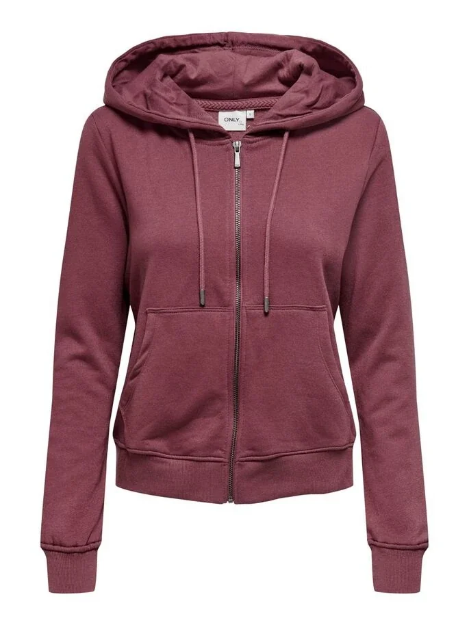 Толстовка ONLFEEL LIFE L/S ZIP HOOD SWT 15240765-Rose Brown ONLY S Бордовий