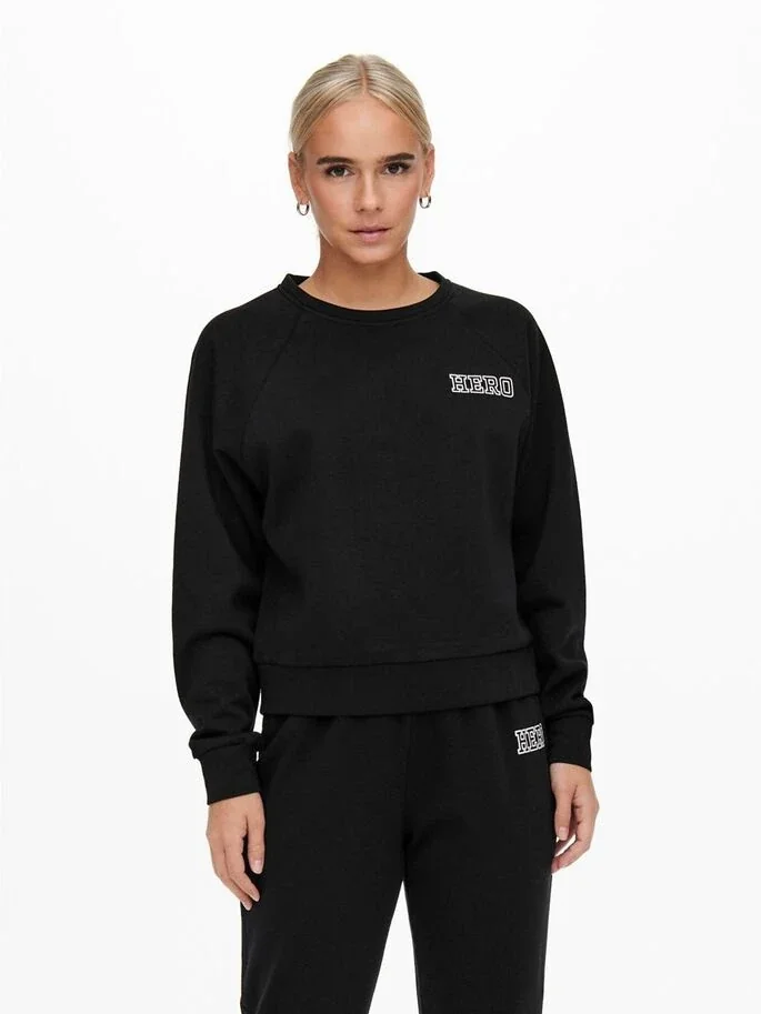Толстовка ONLLULA L/S RAGLAN SWT 15244345-Black-Print:HERO ONLY M Чорний