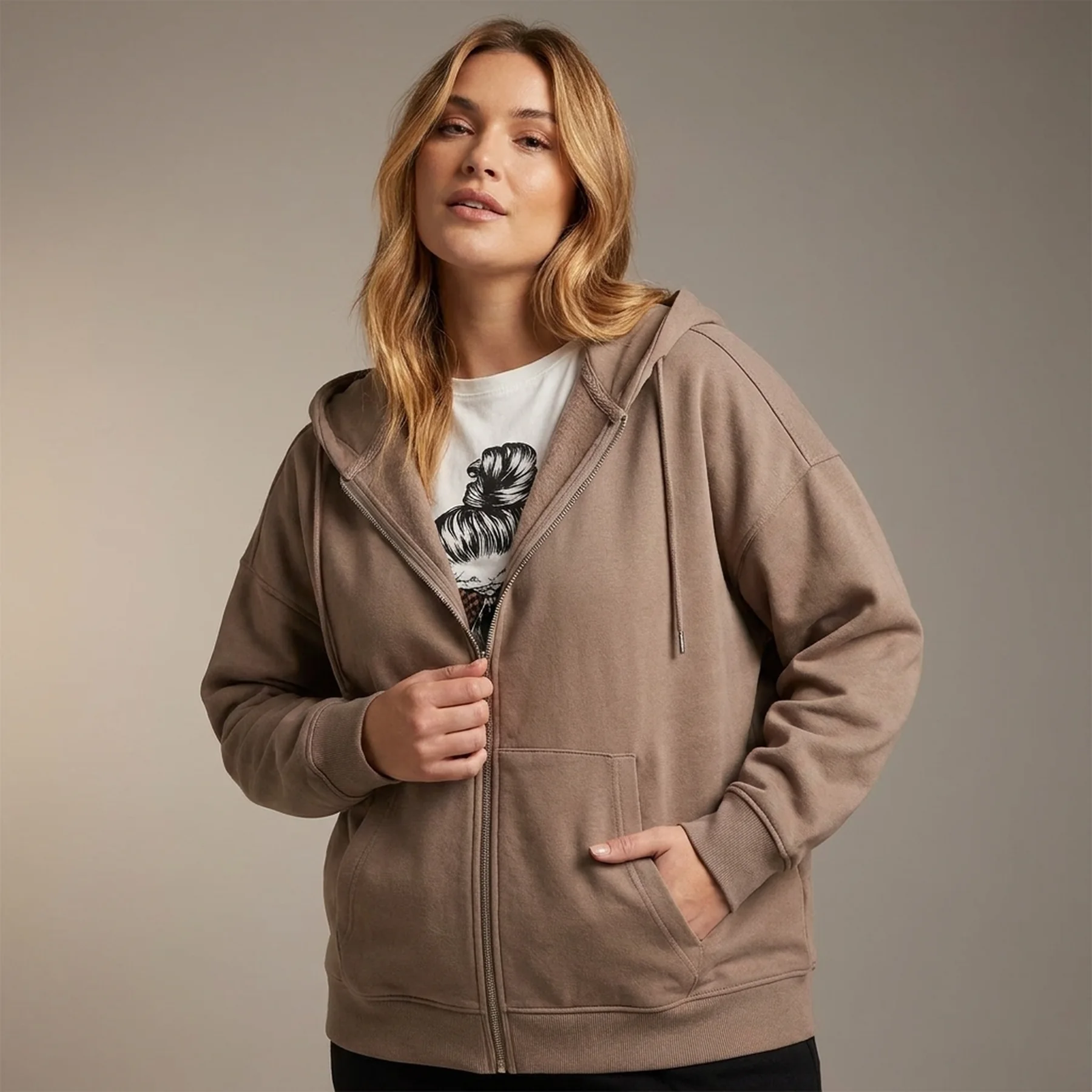 Толстовка ONLWANTED LT L/S ZIP SWEAT HOODIE SWT 15244836-Atmosphere ONLY L Коричневий