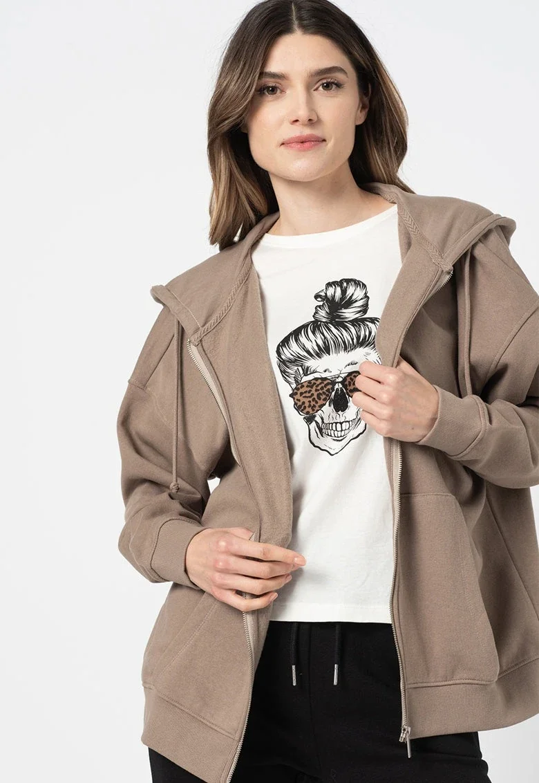 Толстовка ONLWANTED LT L/S ZIP SWEAT HOODIE SWT 15244836-Atmosphere ONLY L Коричневий