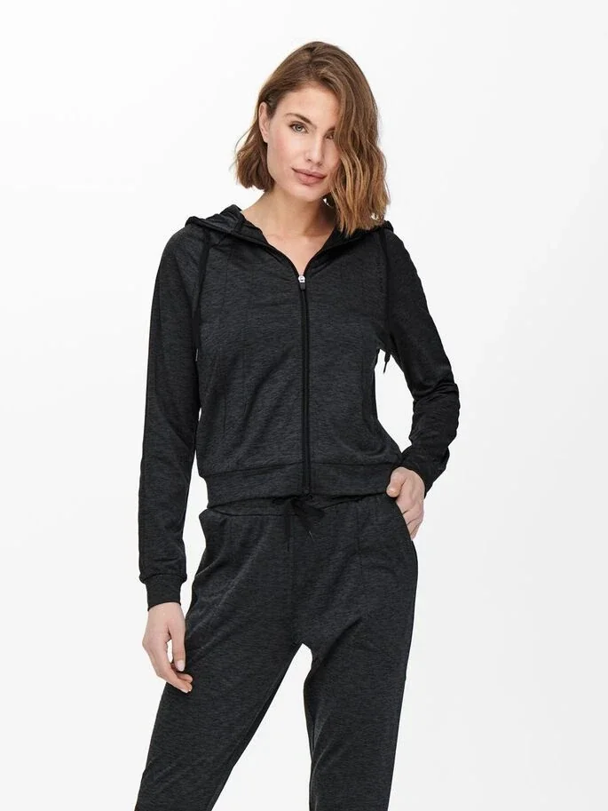 Толстовка ONPNASHA LS HOOD ZIP BRUSH SWEAT 15236667-Black Melange Only Play XS Чорний
