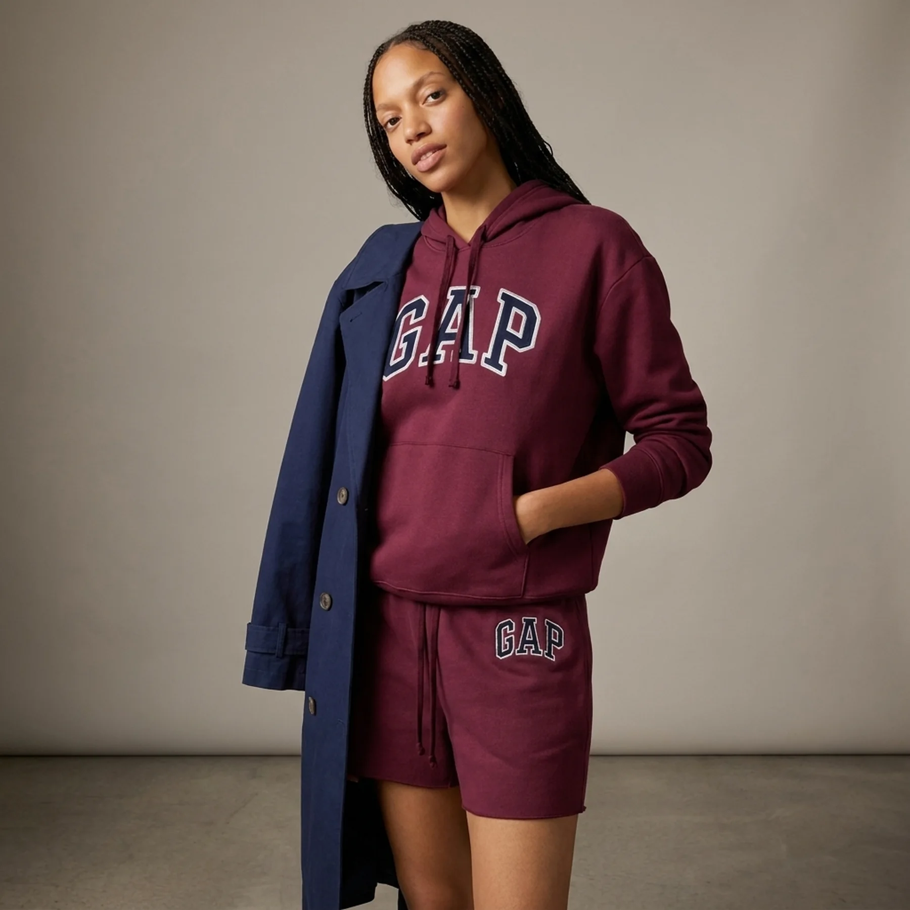 Толстовка PULLOVER LOGO HOODIE 463506-02 GAP L Бордовий
