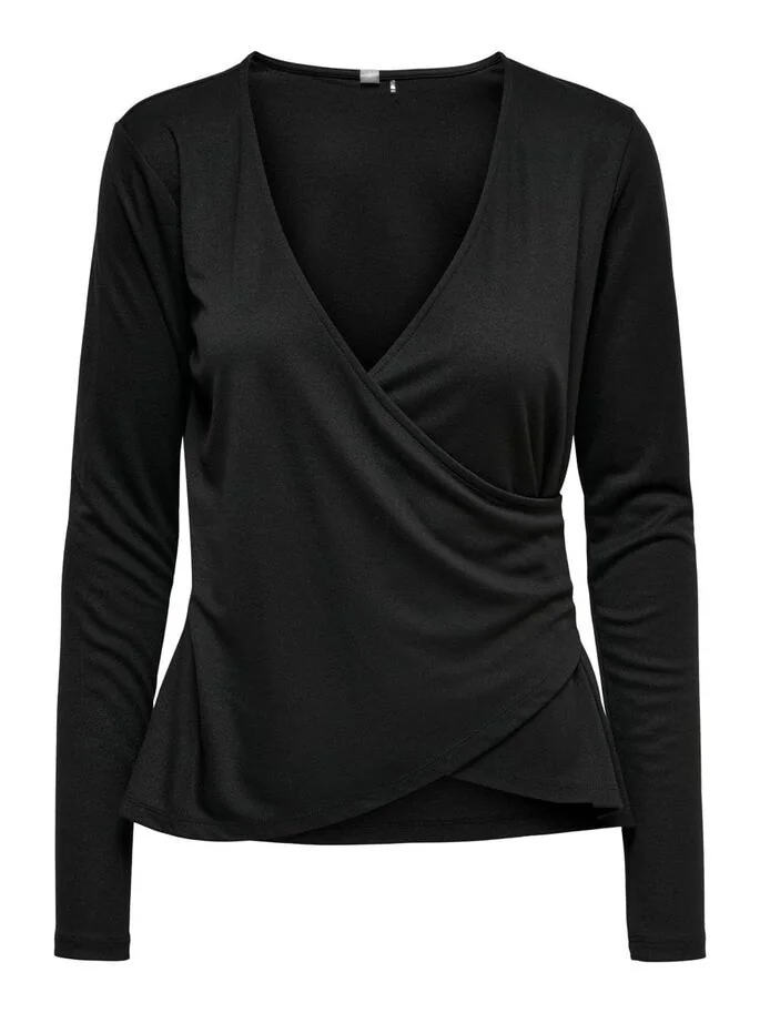Топ із запахом ONPNORI LS WRAP TOP 15236598-Black Only Play L Чорний