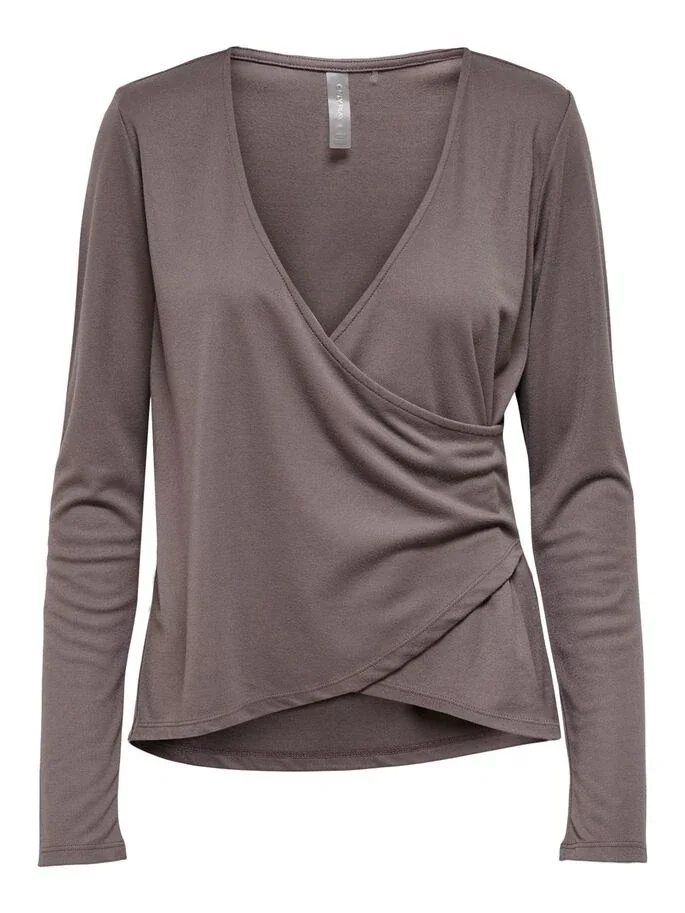 Топ із запахом ONPNORI LS WRAP TOP 15236598-Sparrow Only Play L Темно-коричневий