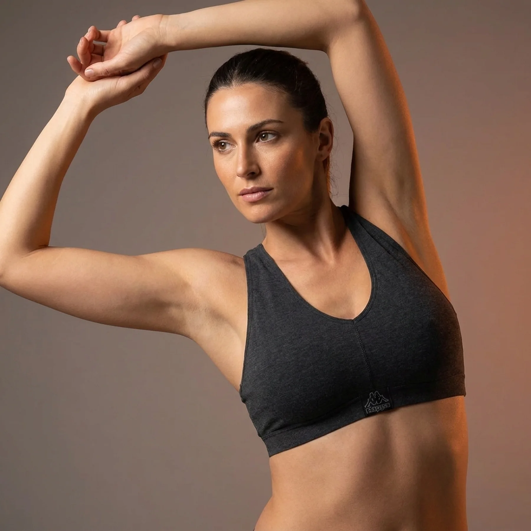 Топ спорт Kappa Reggiseno Sporty c/etichetta logo антрацит Жін L/XL