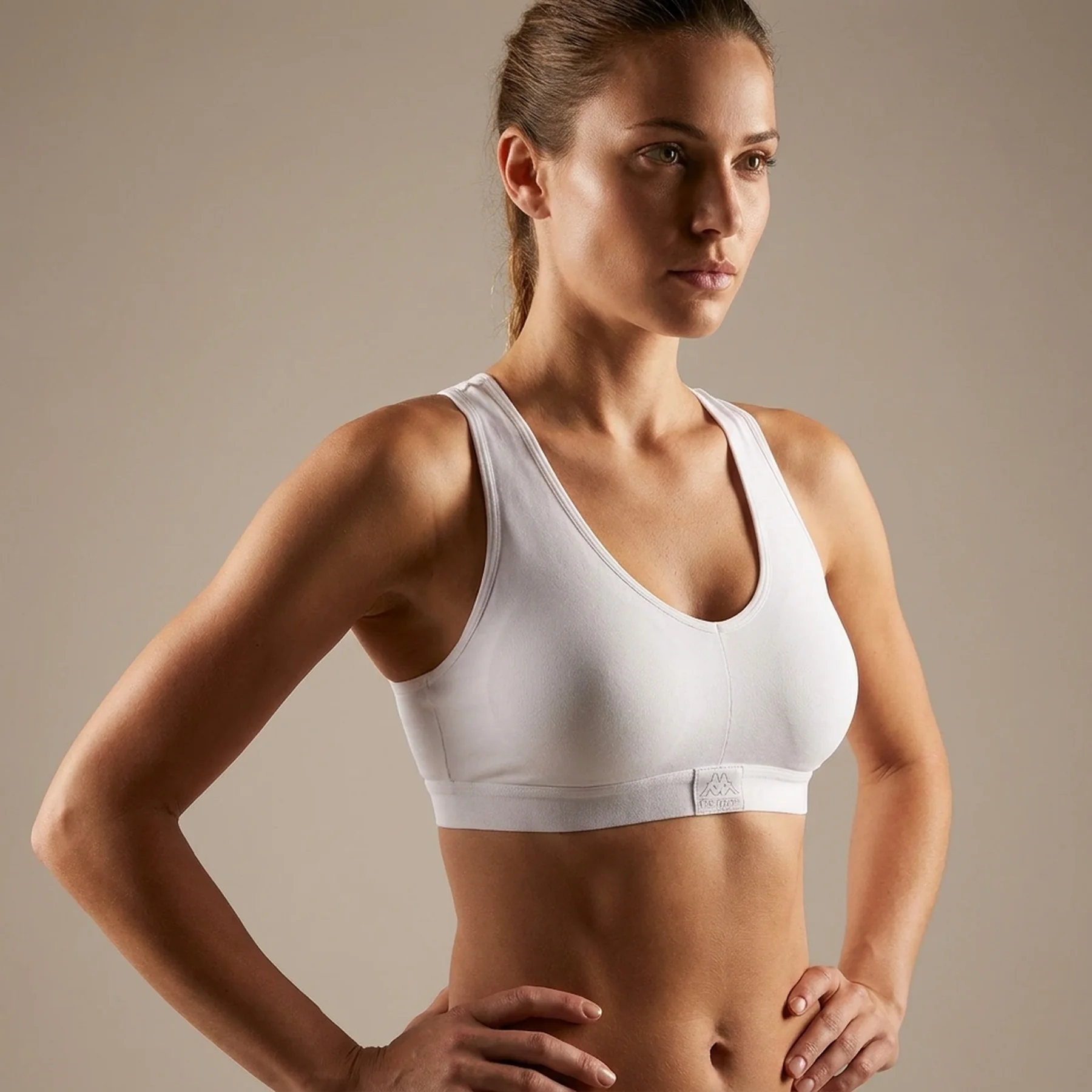 Топ спорт Kappa Reggiseno Sporty c/etichetta logo білий Жін S/M