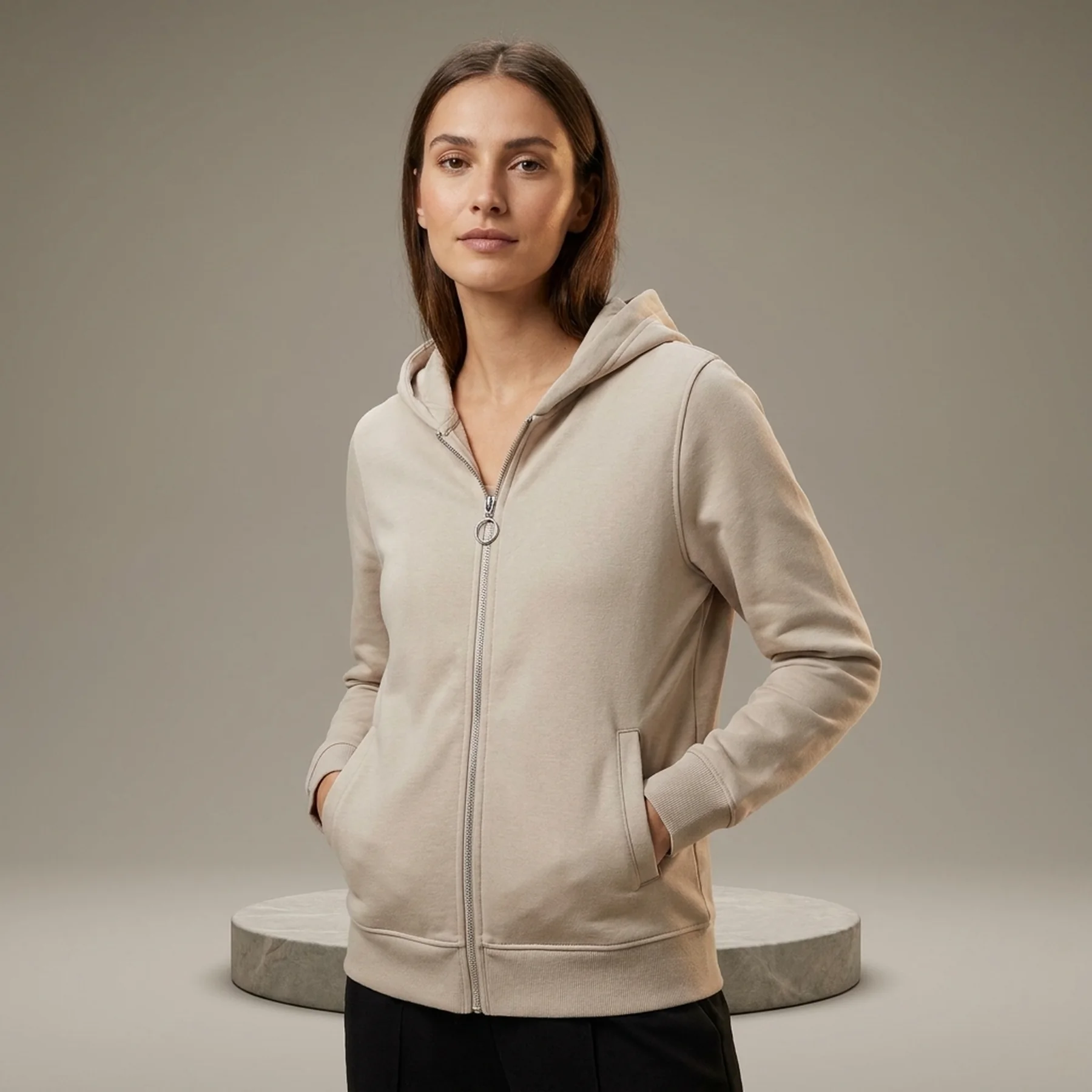 Тостовка ONLMARIYA L/S ZIP HOODIE PNT 15243731-Whitecap Gray ONLY L Бежевий