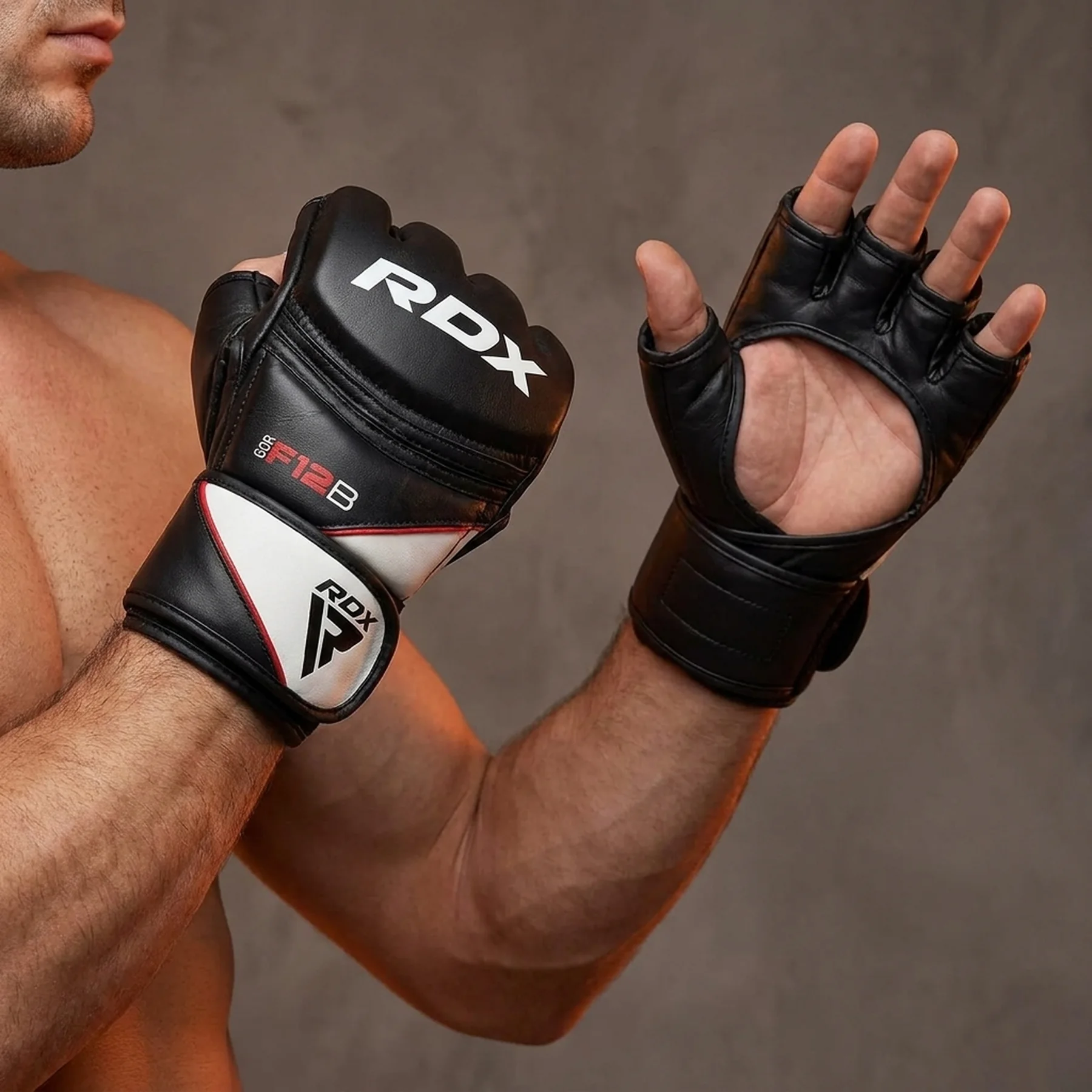 Тренувальні рукавиці RDX GRAPPLING GLOVES NEW MODEL чорний, білий L (GGR-F12B)