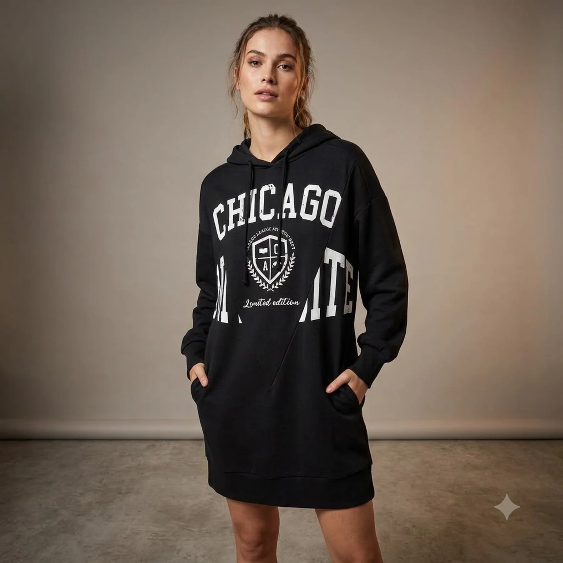 Туніка ONLZOEY LS DREAMER OVERSIZED TUNIC NN 15258223-Black-Print:CHICAGO ONLY L Чорний